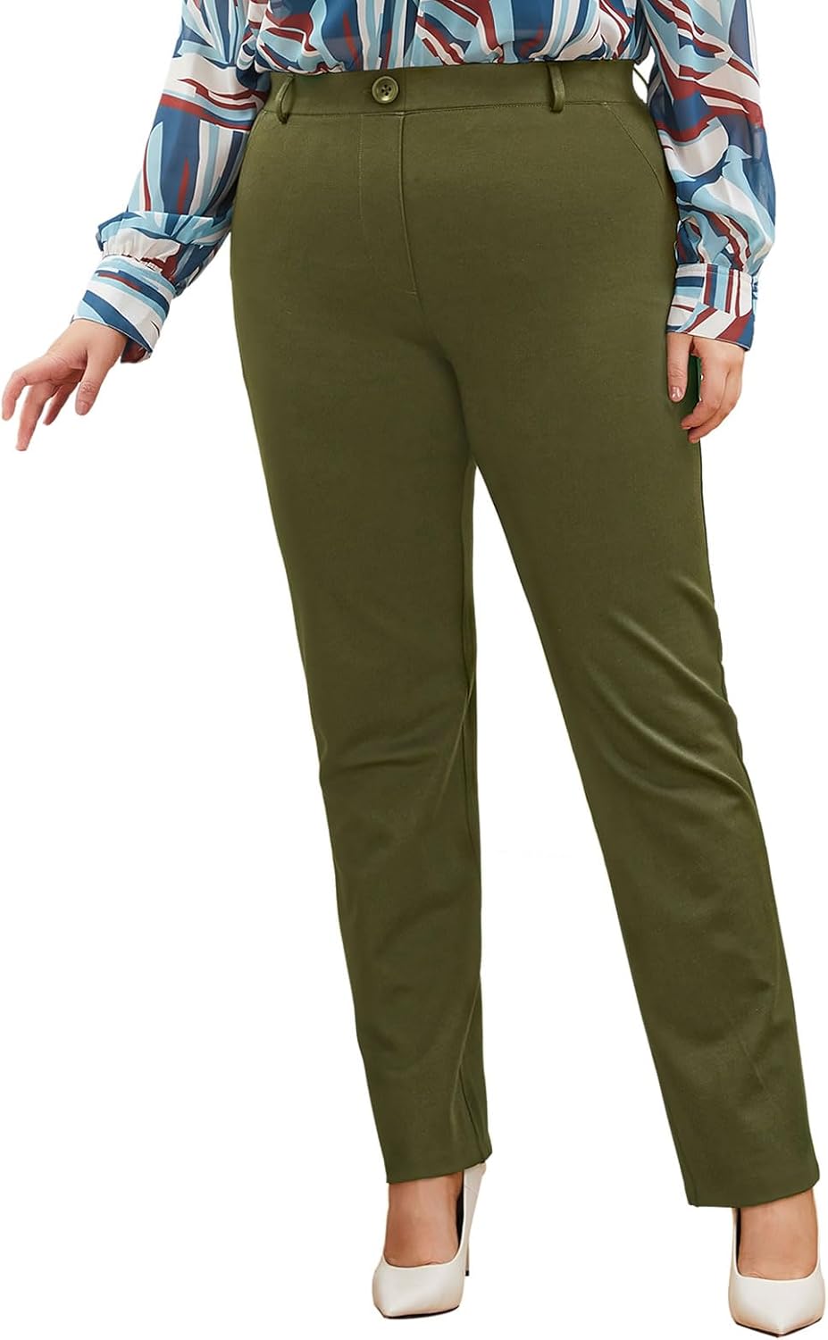 Plus Size Women's Straight-Leg Dress Pants for Office Wear