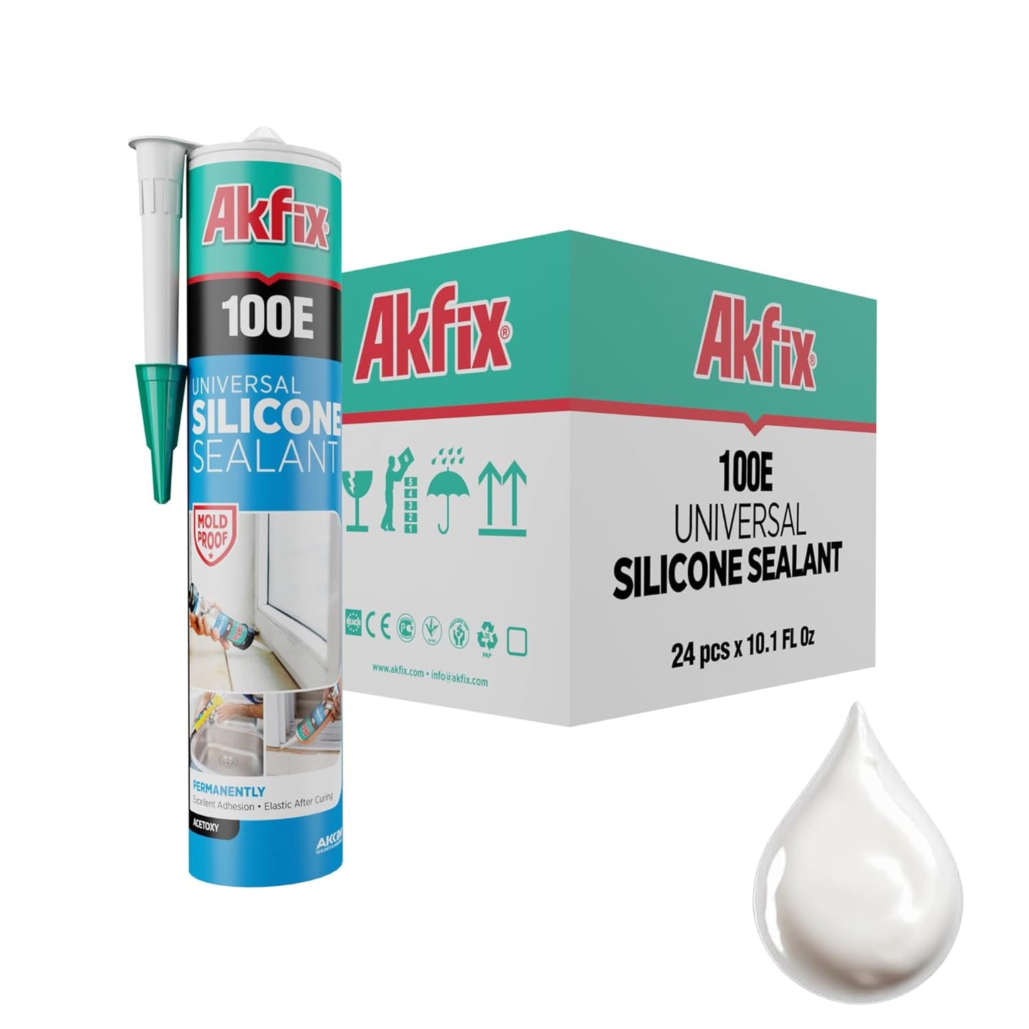 Akfix 100E RTV White Silicone Caulk for Kitchen and Bathroom