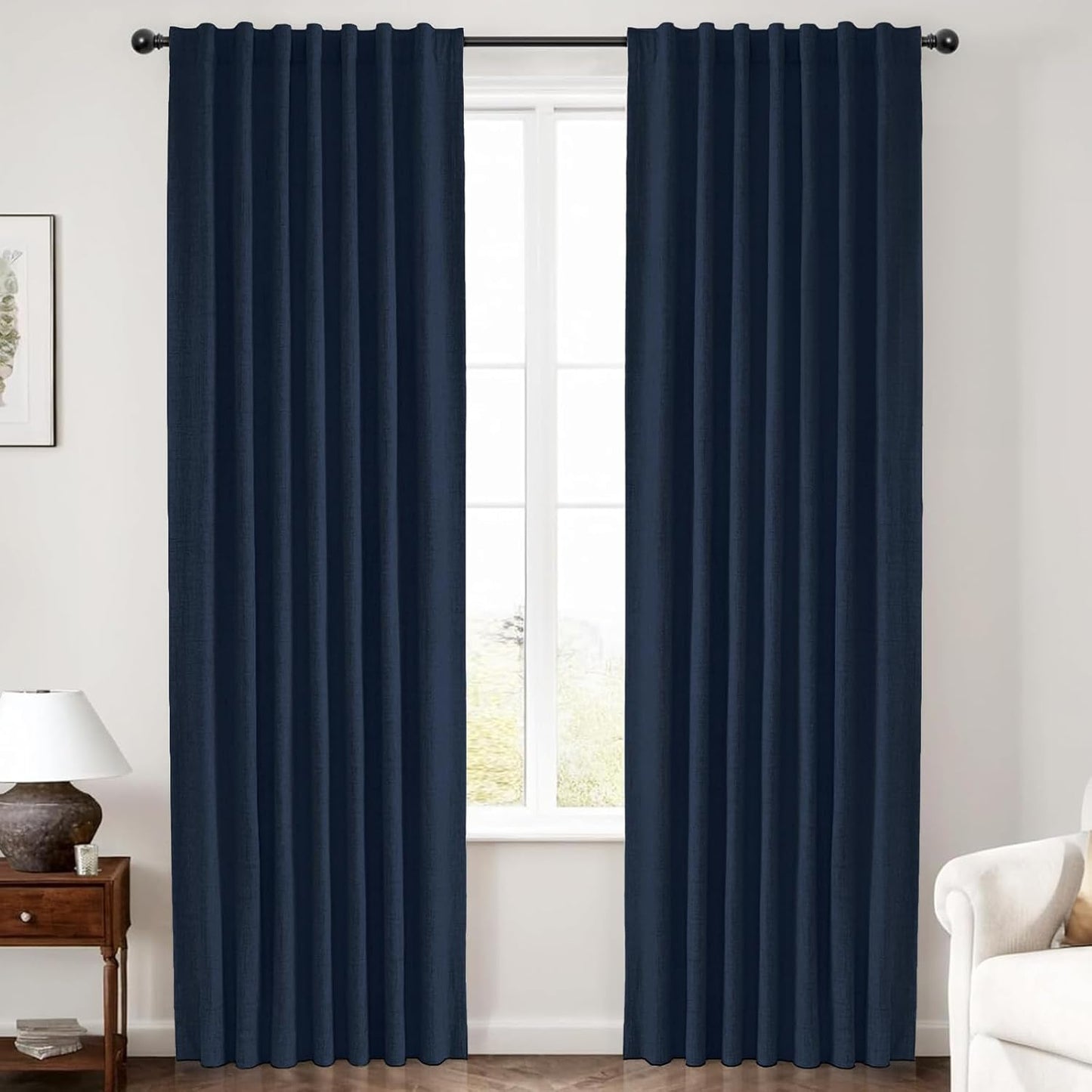 INOVADAY 100% Blackout Curtains for Bedroom - Midnight Blue