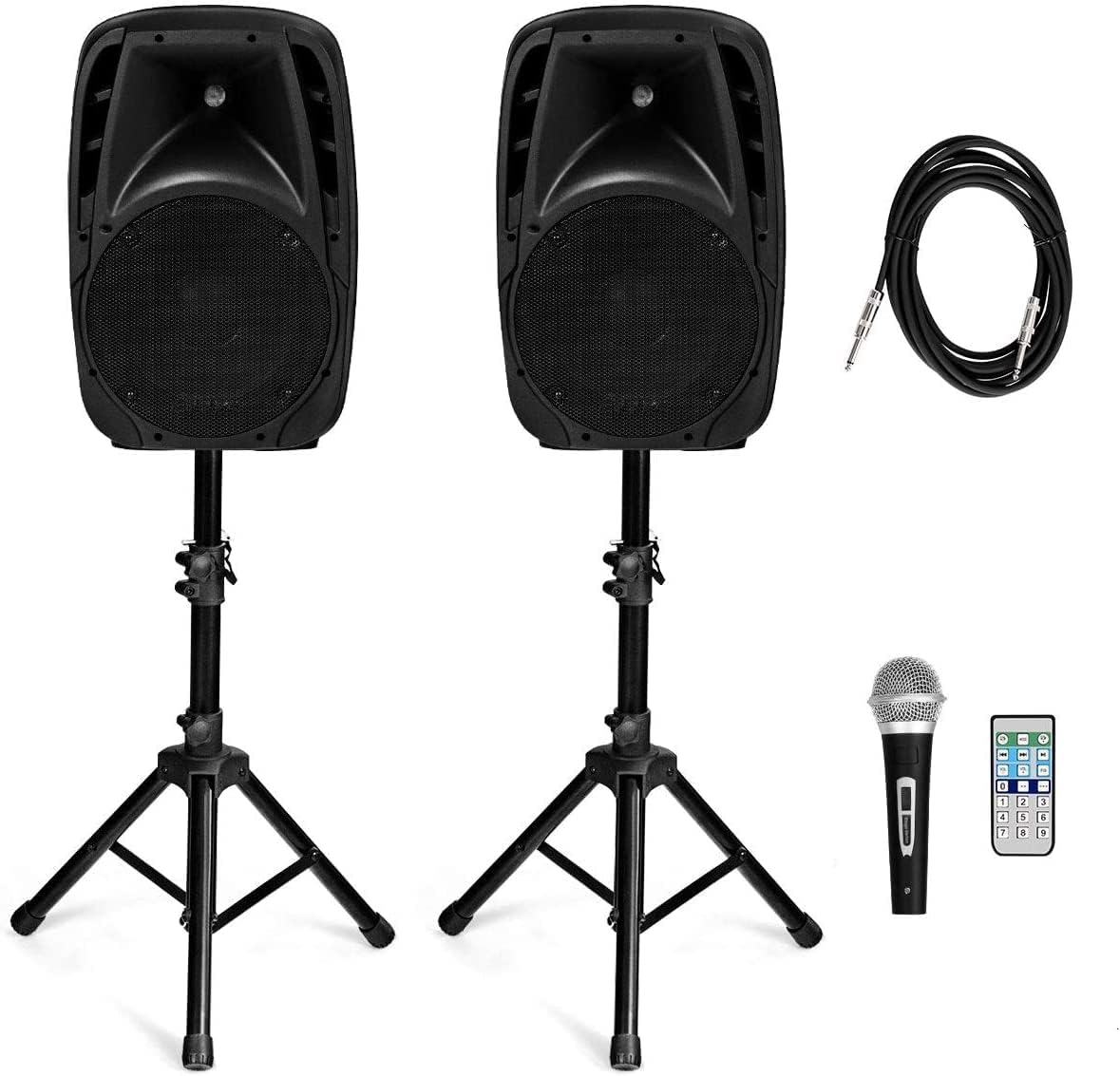 GOFLAME 1600W Portable PA Speaker System with Stands and Microphone