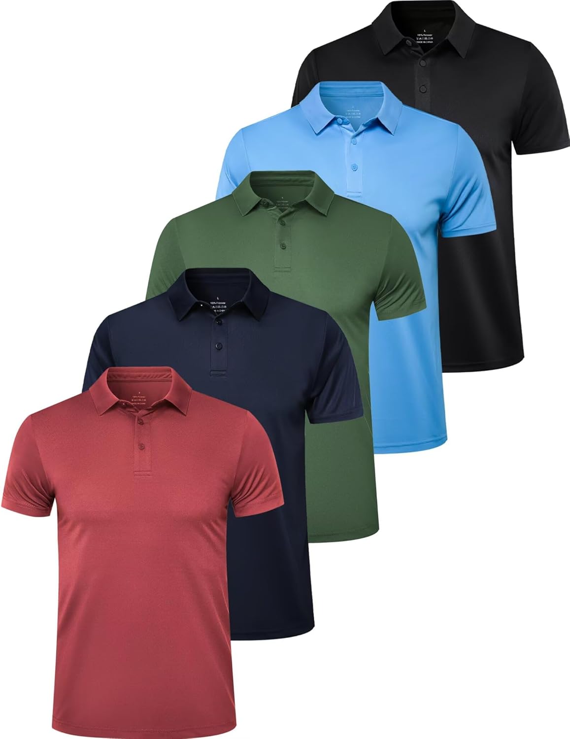 OYGSieg 5 Pack Polo Shirts for Men Quick Dry Performance Wear