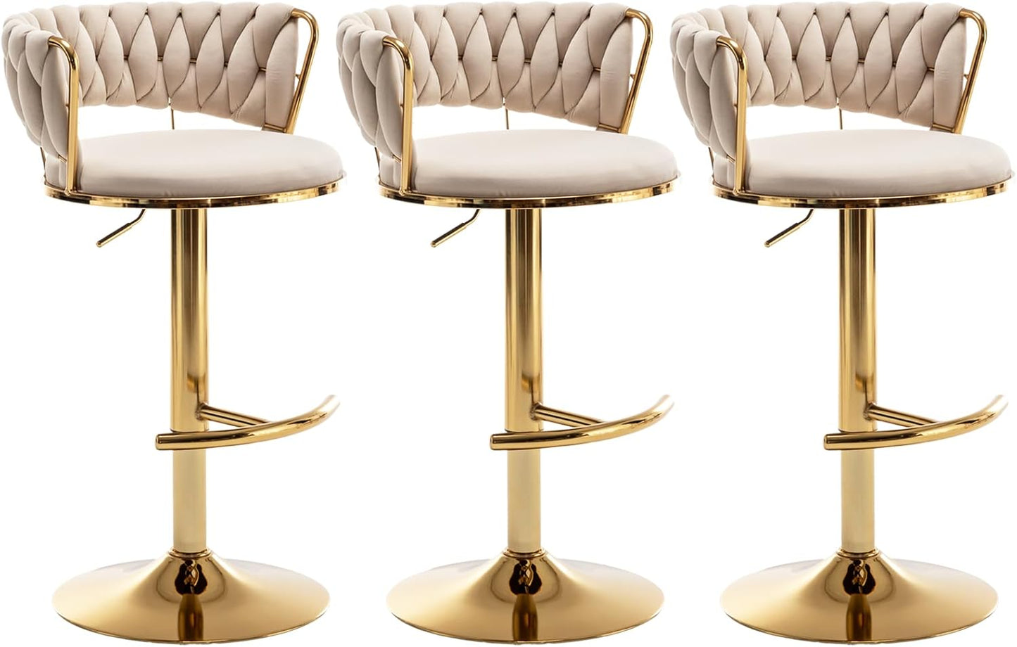 Stylish Velvet Bar Stools Set of 3 for Kitchen Island Use