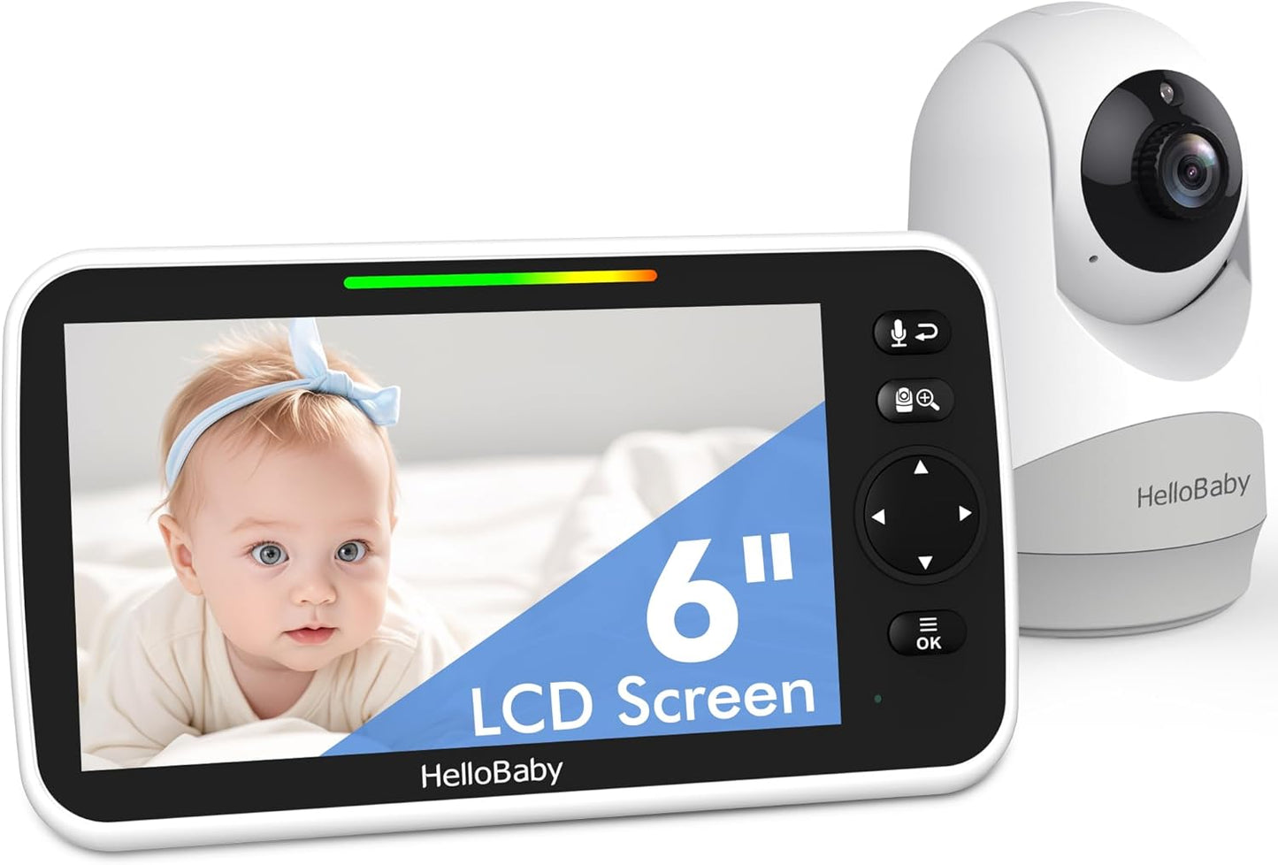HelloBaby 6IPS Video Baby Monitor with Large Screen & Night Vision
