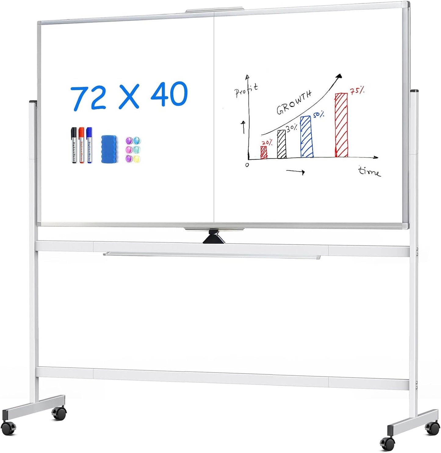 maxtek Rolling Whiteboard 72x40 for Office and School
