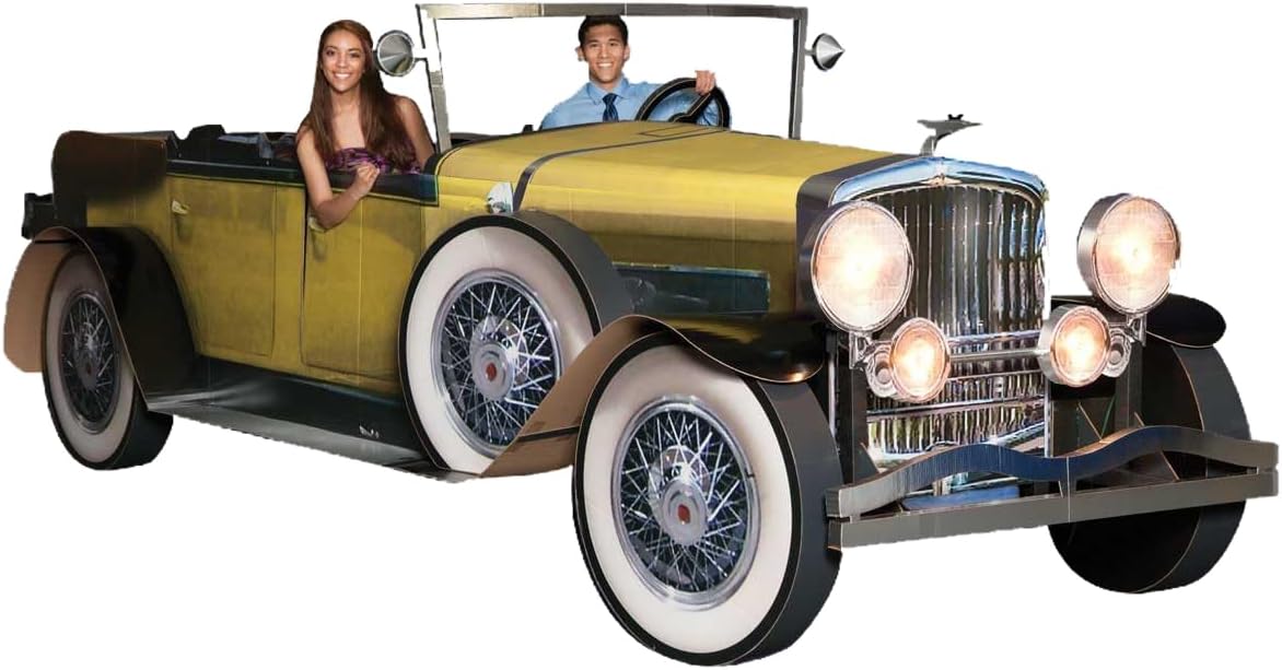 Stunning Yellow Gatsby Car Photo Prop with Real Headlights