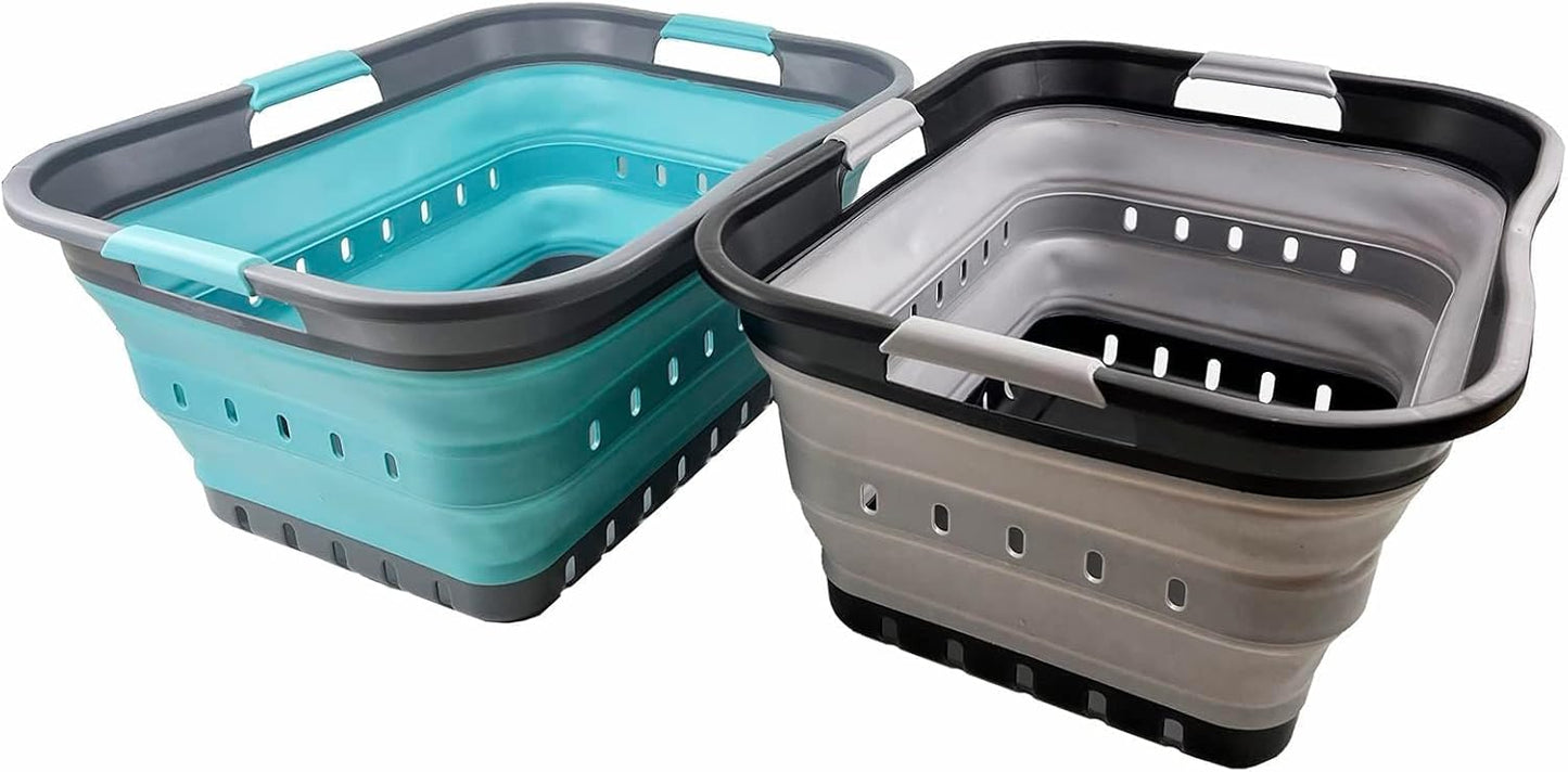Collapsible Plastic Laundry Basket - Space Saving Organizer