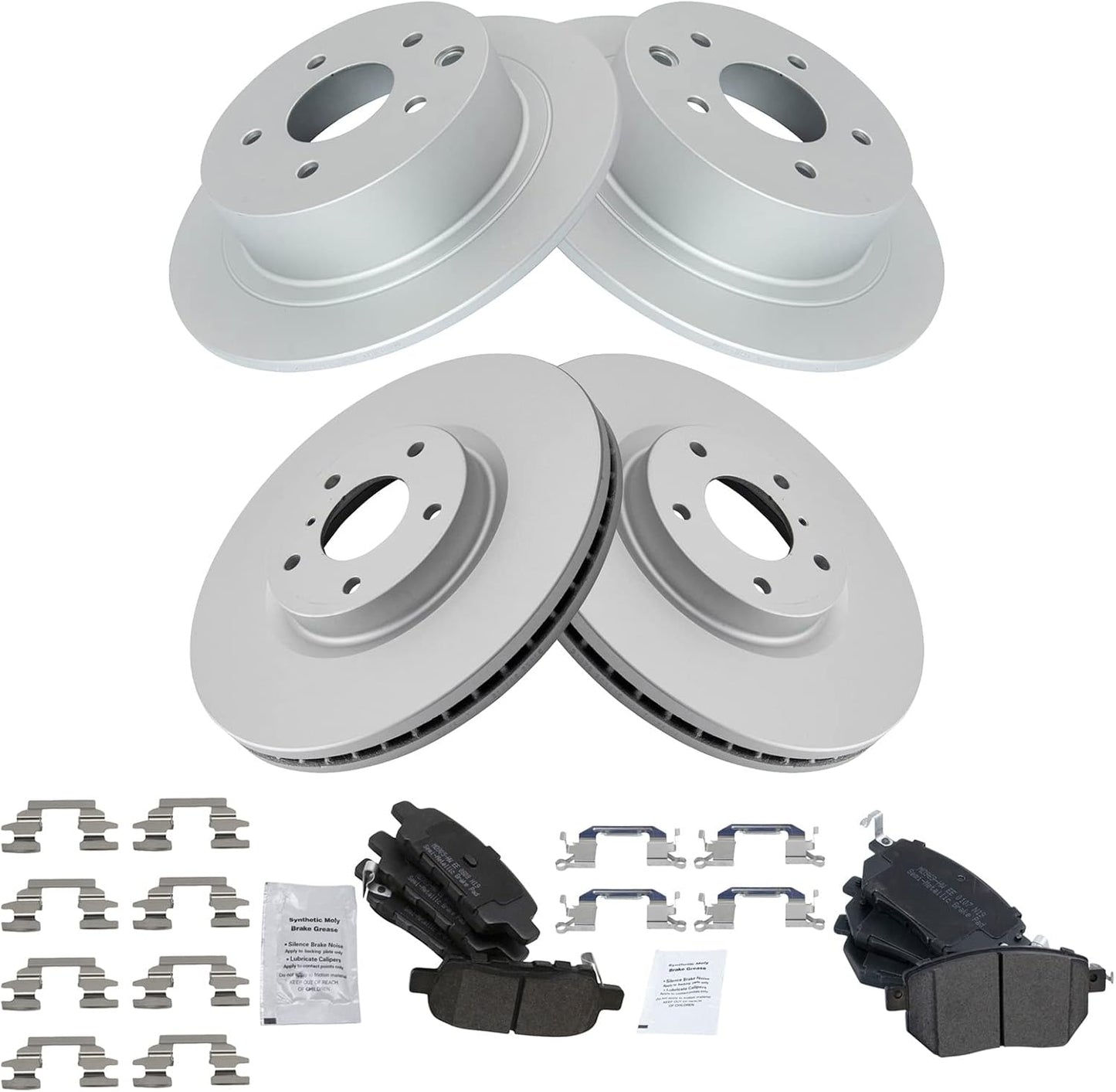 TRQ Front and Rear Brake Pad & Rotor Kit for Nissan Altima
