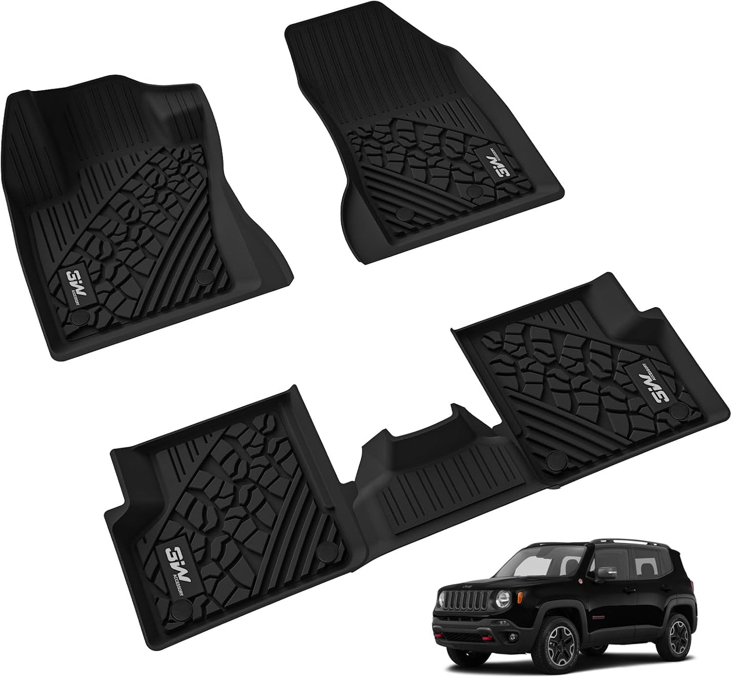 3W Floor Mats for Jeep Renegade 2015-2023 - Custom Fit Liners