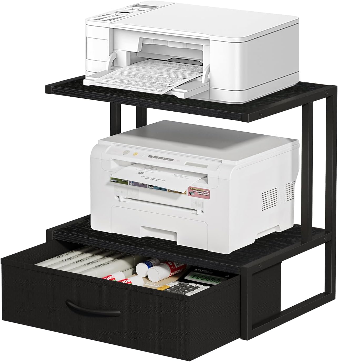 Printer Stand with Storage for Desk - 3-Tier Organizer Shelf