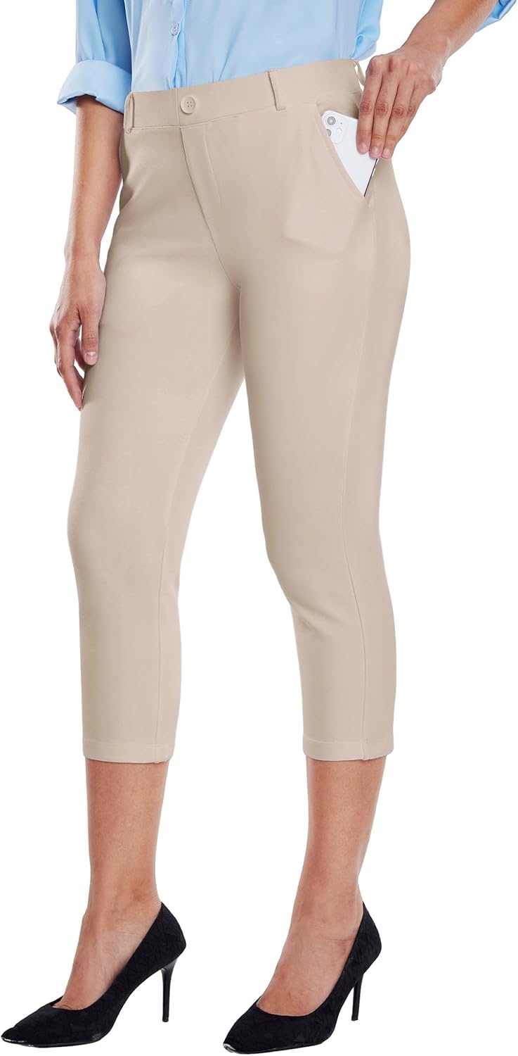 Willit Women's Capri Pants for Yoga and Office Wear Comfort