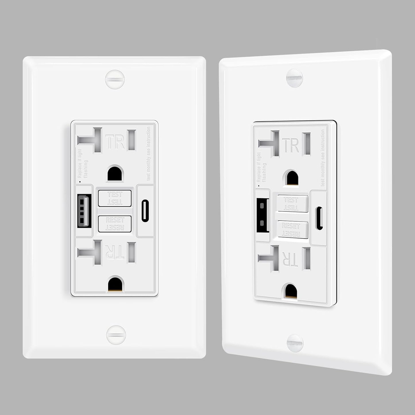 20A GFCI Outlet with Dual USB Ports for Safe Charging
