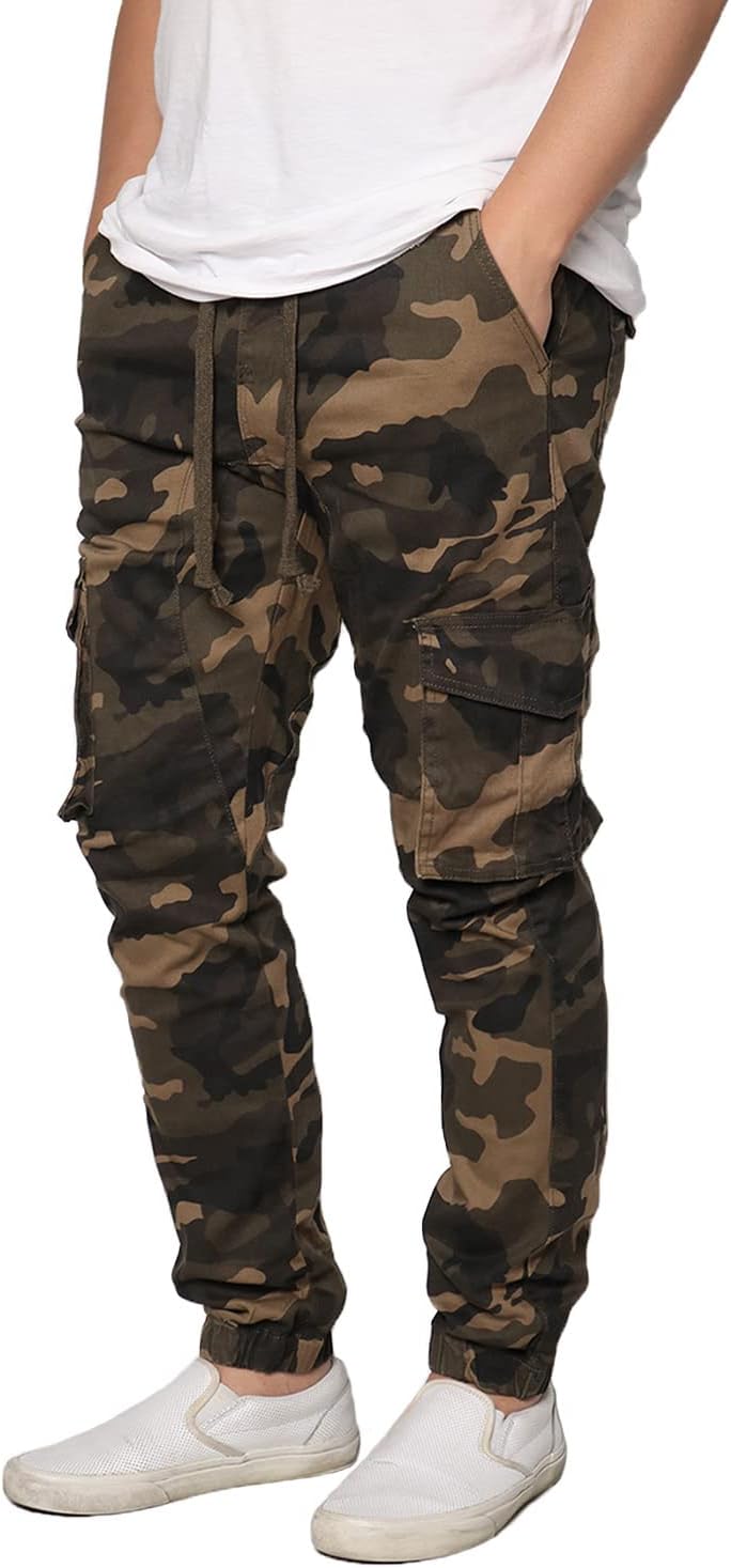 URBANJ Men's Stretch Twill Drop Crotch Jogger Pants for Comfort