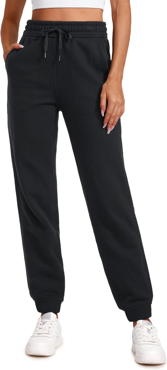 CRZ YOGA Cotton Fleece Lined Sweatpants for Women Comfort