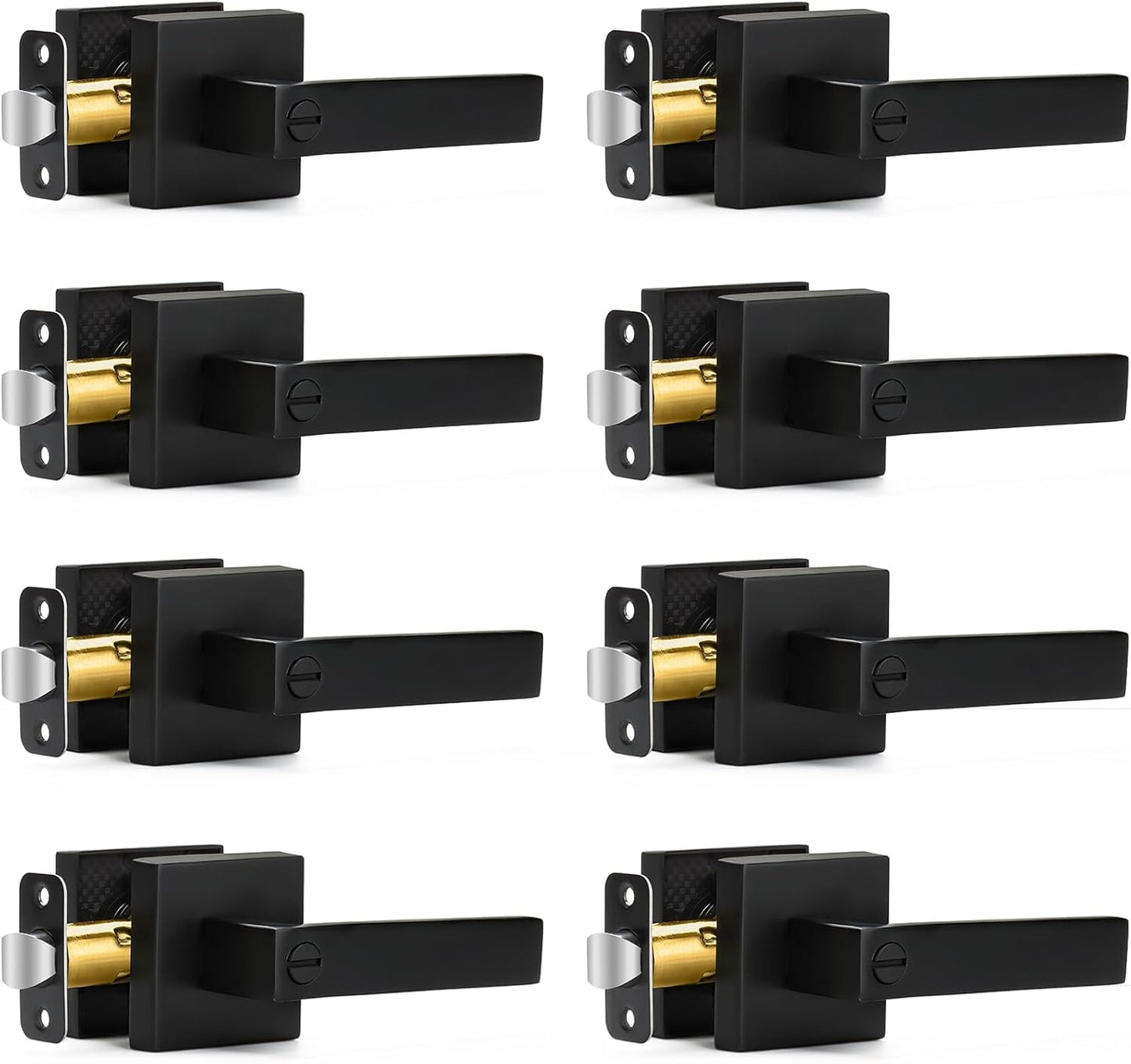 8 Pack Matte Black Door Handles for Modern Privacy Needs