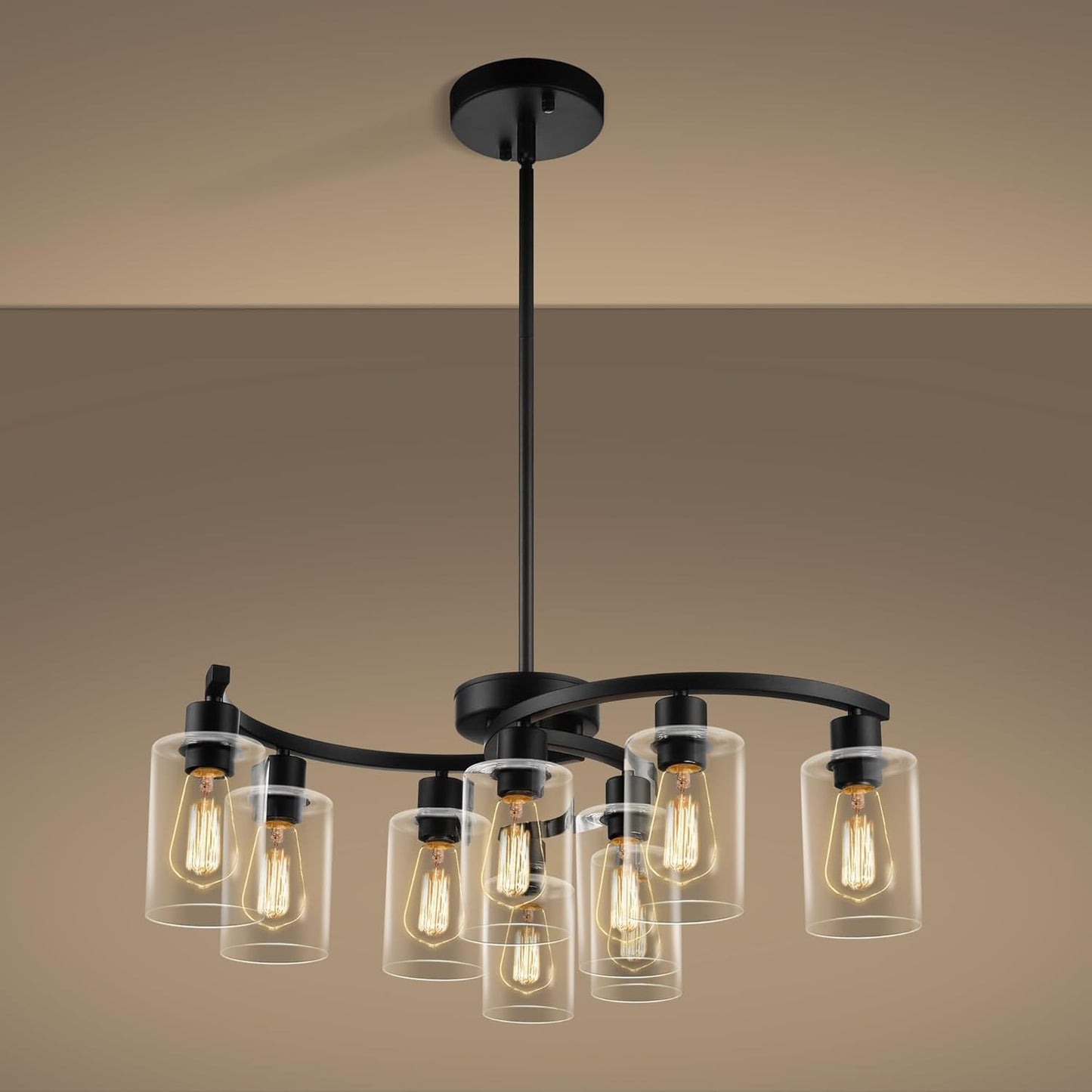 9-Light Black Modern Chandeliers for Dining Room and Kitchen