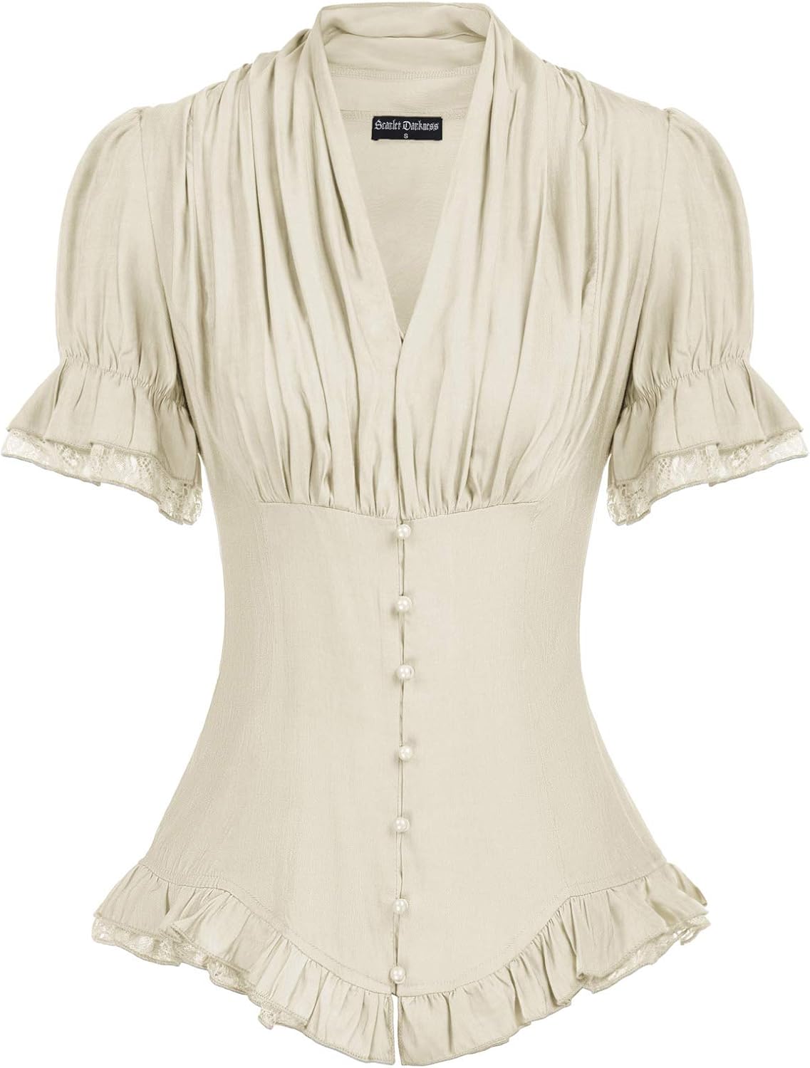 Victorian Peasant Blouses for Women - Elegant Short Puff Sleeve