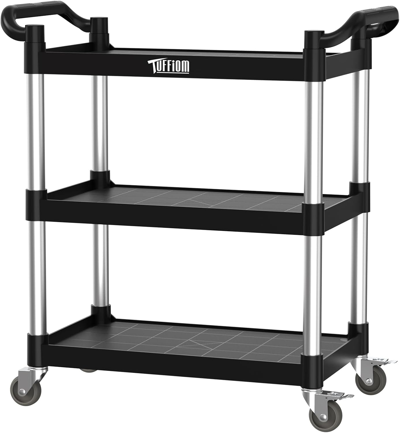 TUFFIOM 3-Tier Plastic Service Utility Cart for Heavy Duty Use