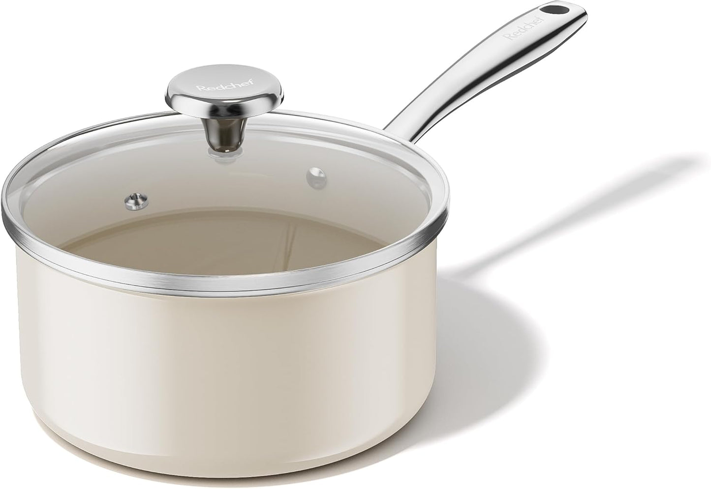 Redchef Ceramic Sauce Pan with Lid, 2.5QT Nonstick Pot