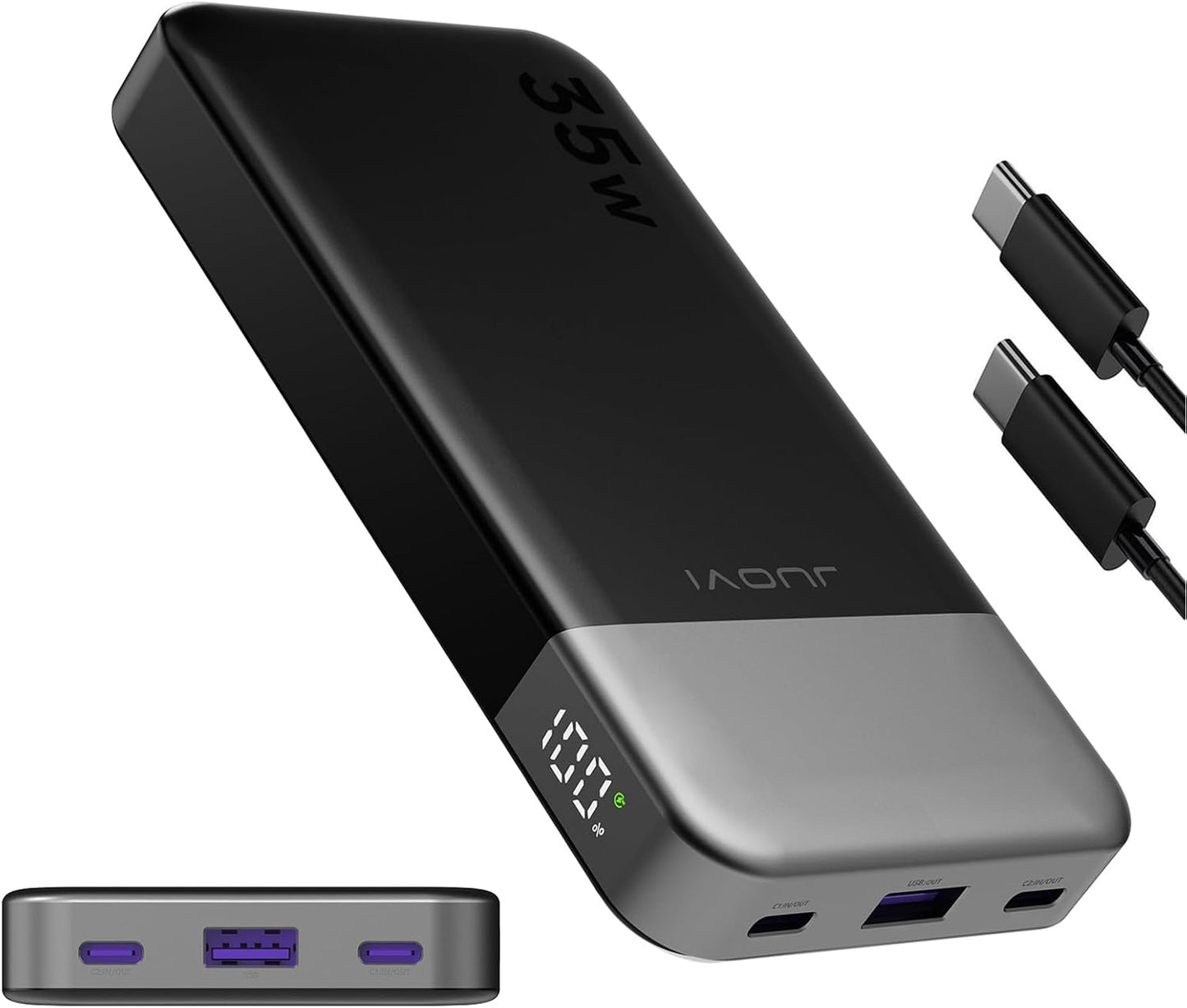 JUOVI 10000mAh Power Bank - Fast Charge for iPhone, Galaxy & More