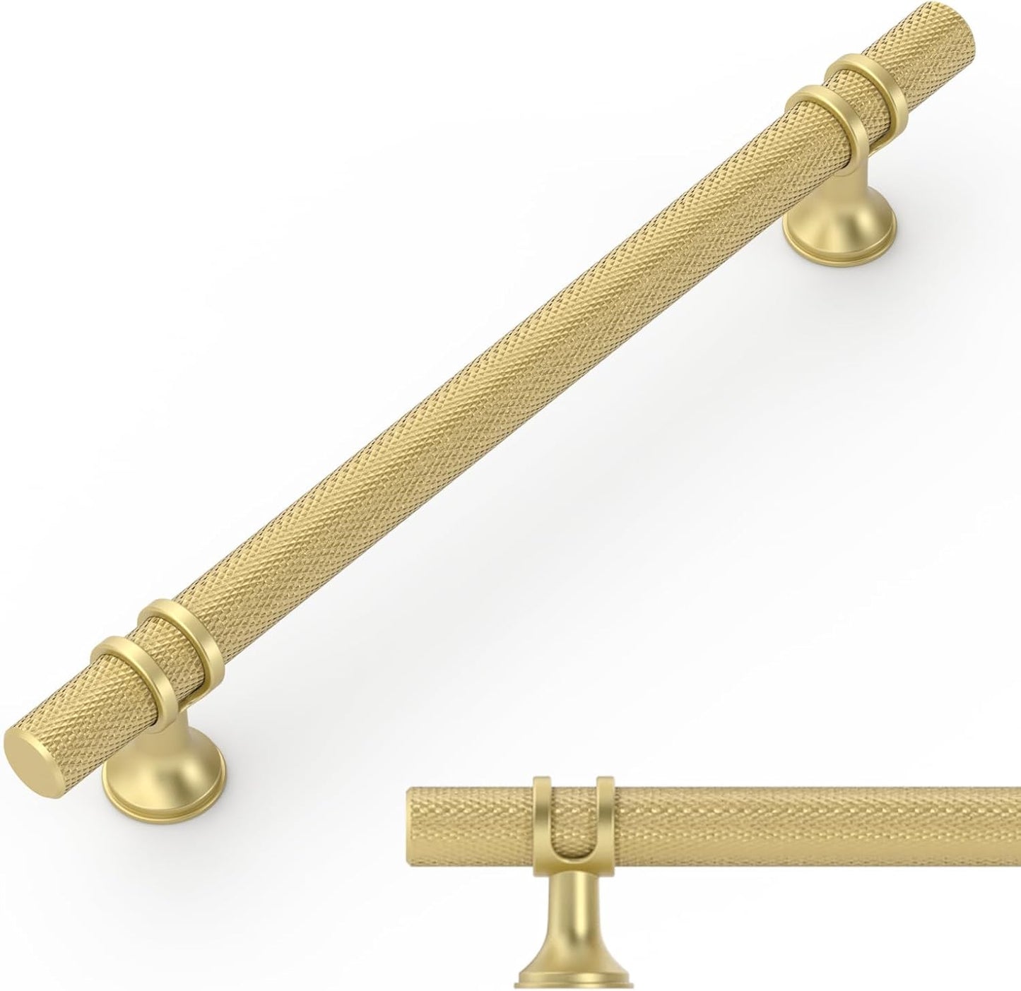 Knurled Brushed Gold Cabinet Pulls for Kitchen and Wardrobe