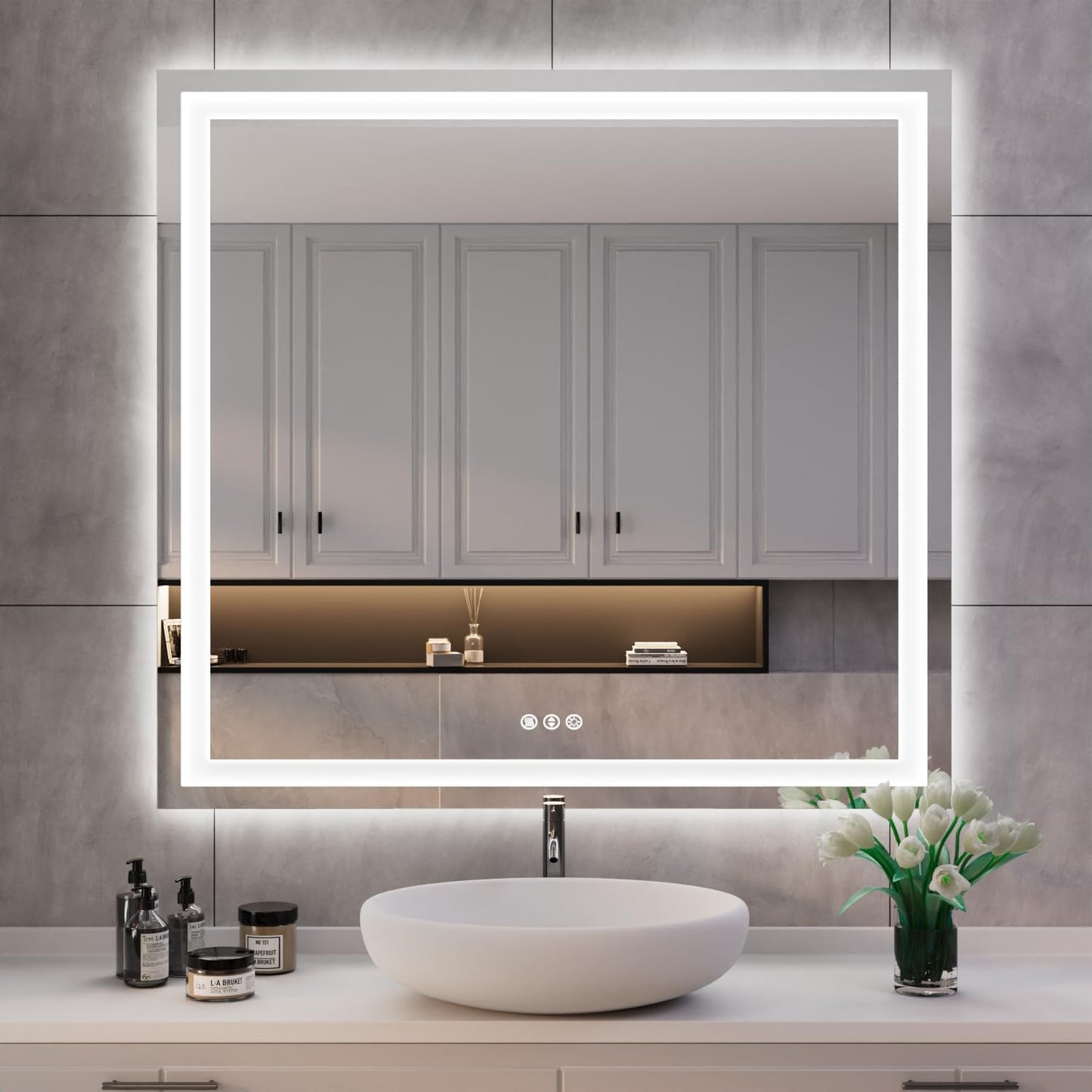 40ft' x 38ft' LED Bathroom Mirror with Front and Back Lighting