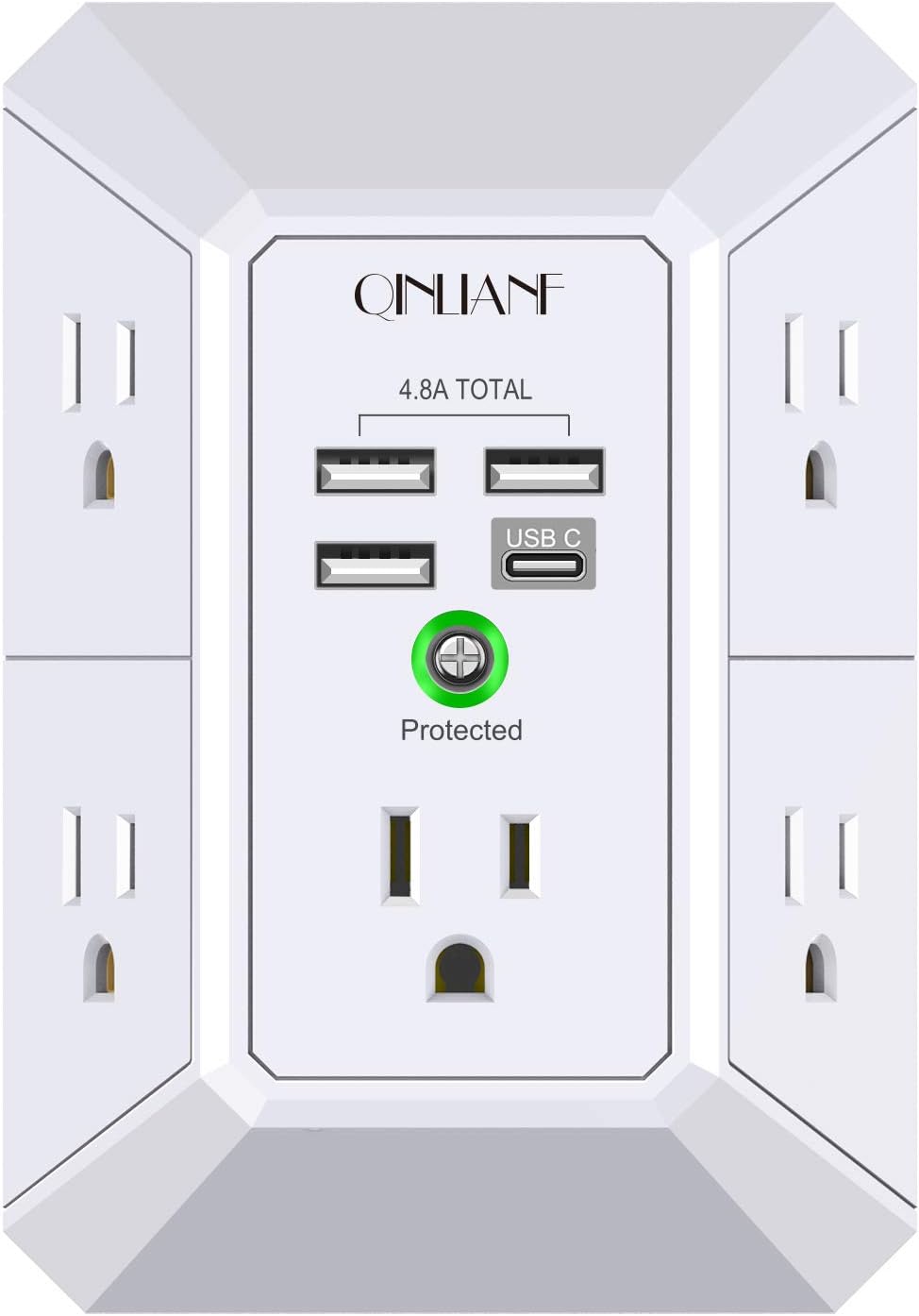QINLIANF 5 Outlet Wall Charger with 4 USB Ports - Ultimate Power Solution