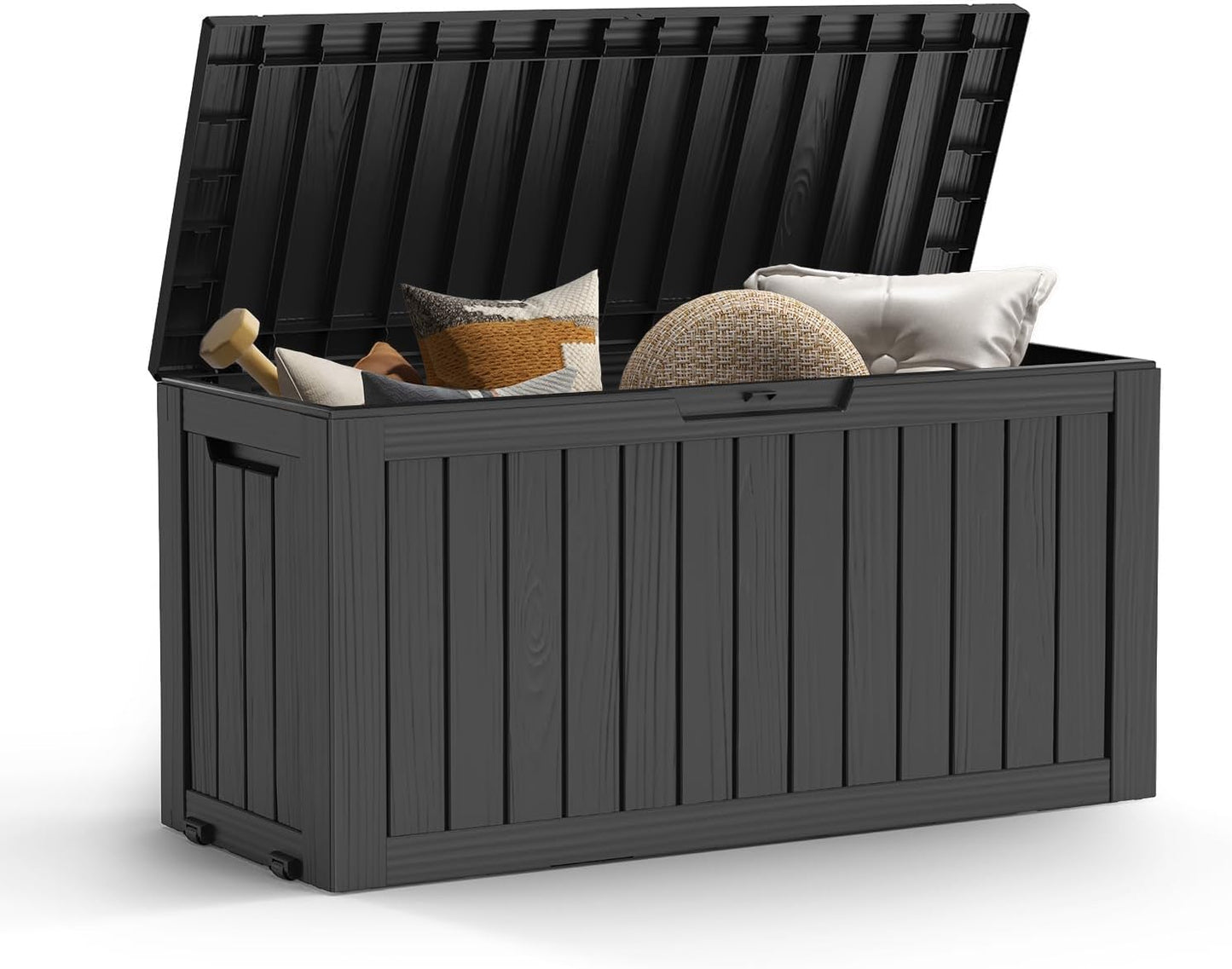 72 Gallon Outdoor Storage Box for Cushions and Tools, Black
