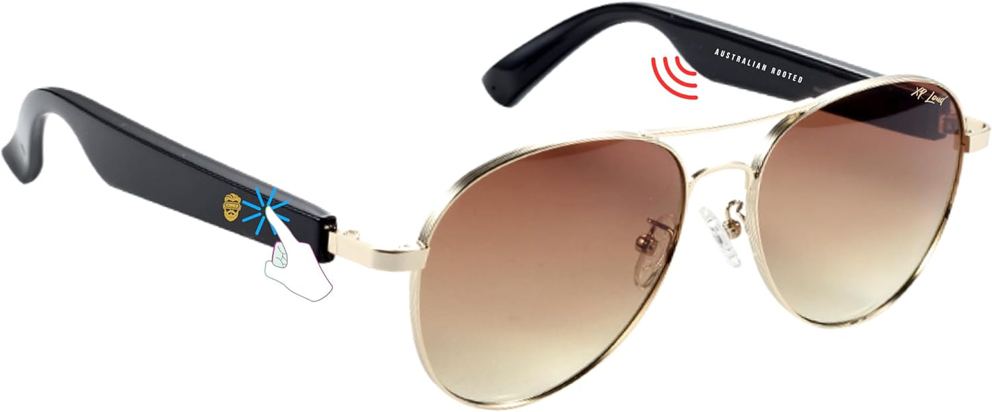 Tan Aviator Smart Glasses with XR Loud Sound
