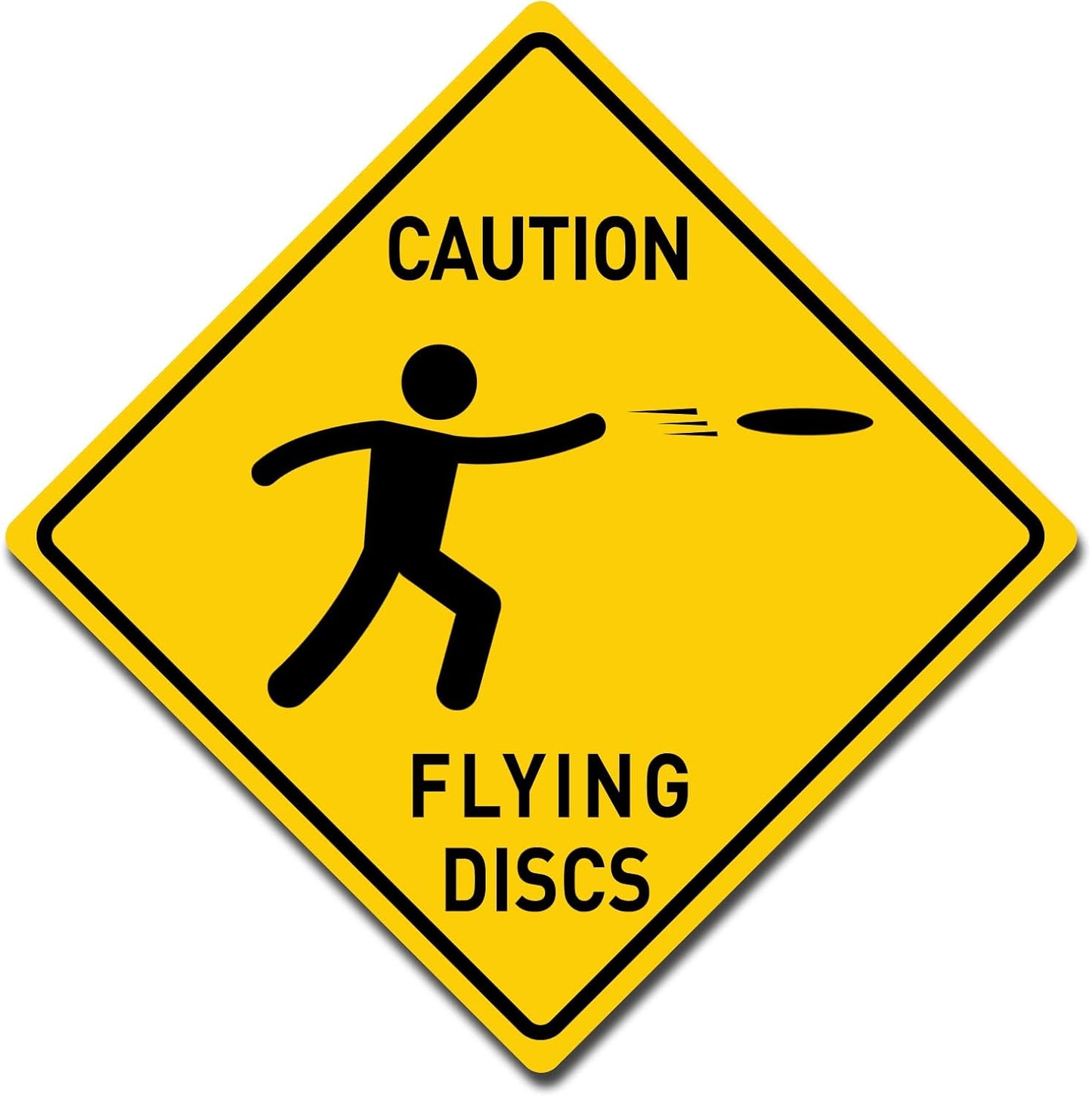 Large Funny Tin Disc Golf Sign - Caution Flying Discs