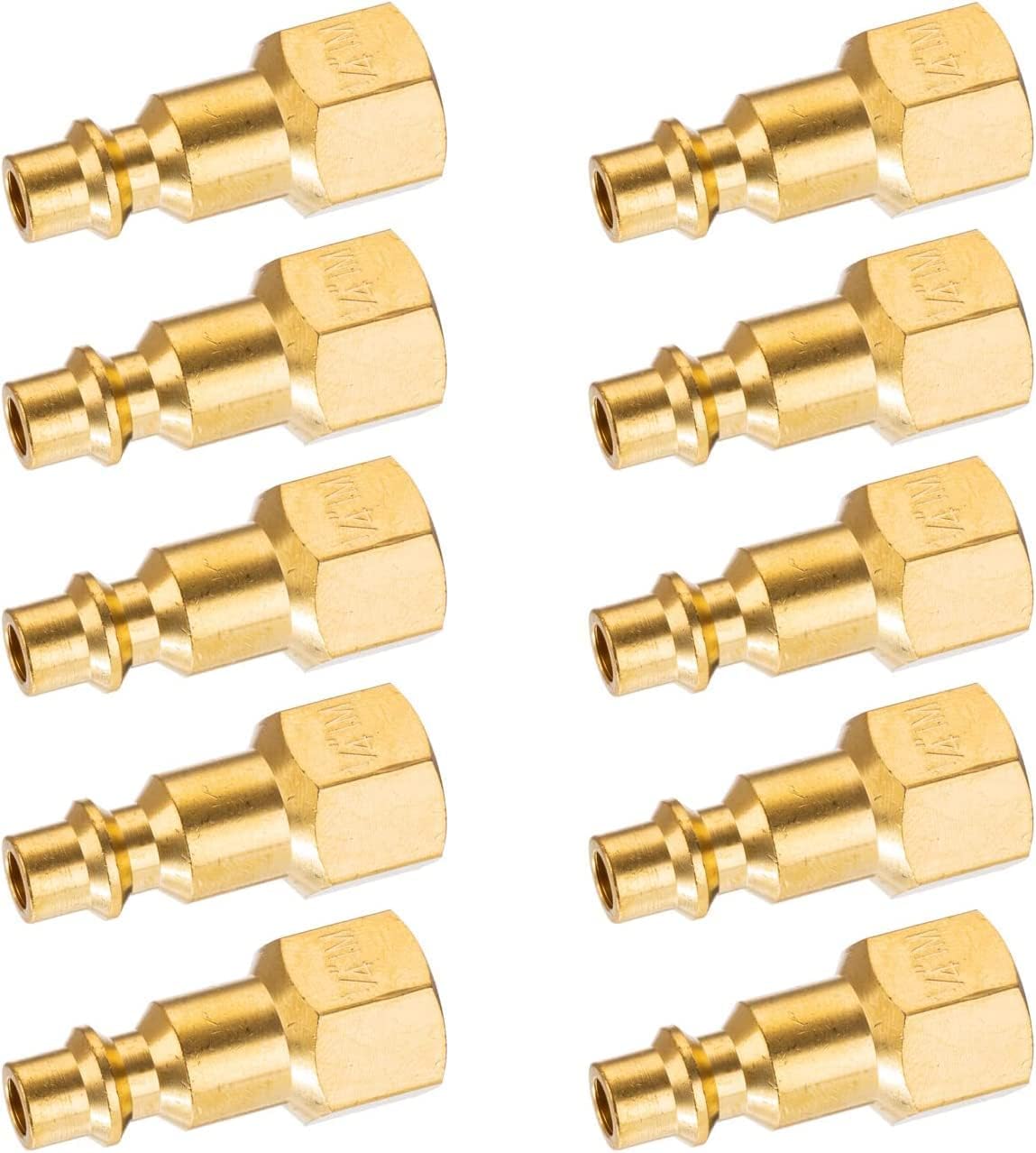 Milosline 1/4-Inch Brass Air Plug 10-Pack - Easy Inflation