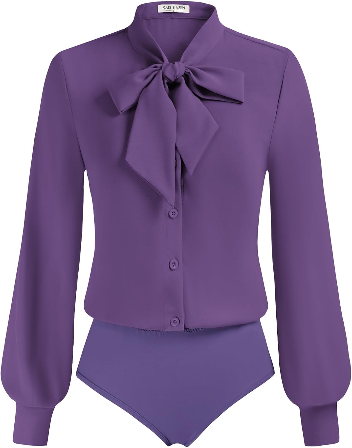 Kate Kasin Women Bow Tie Neck Office Blouse for Elegant Style