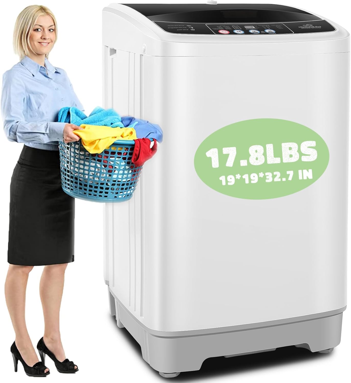 Nictemaw 2.4 Cu.ft Full-Automatic Portable Washer - 10 Programs