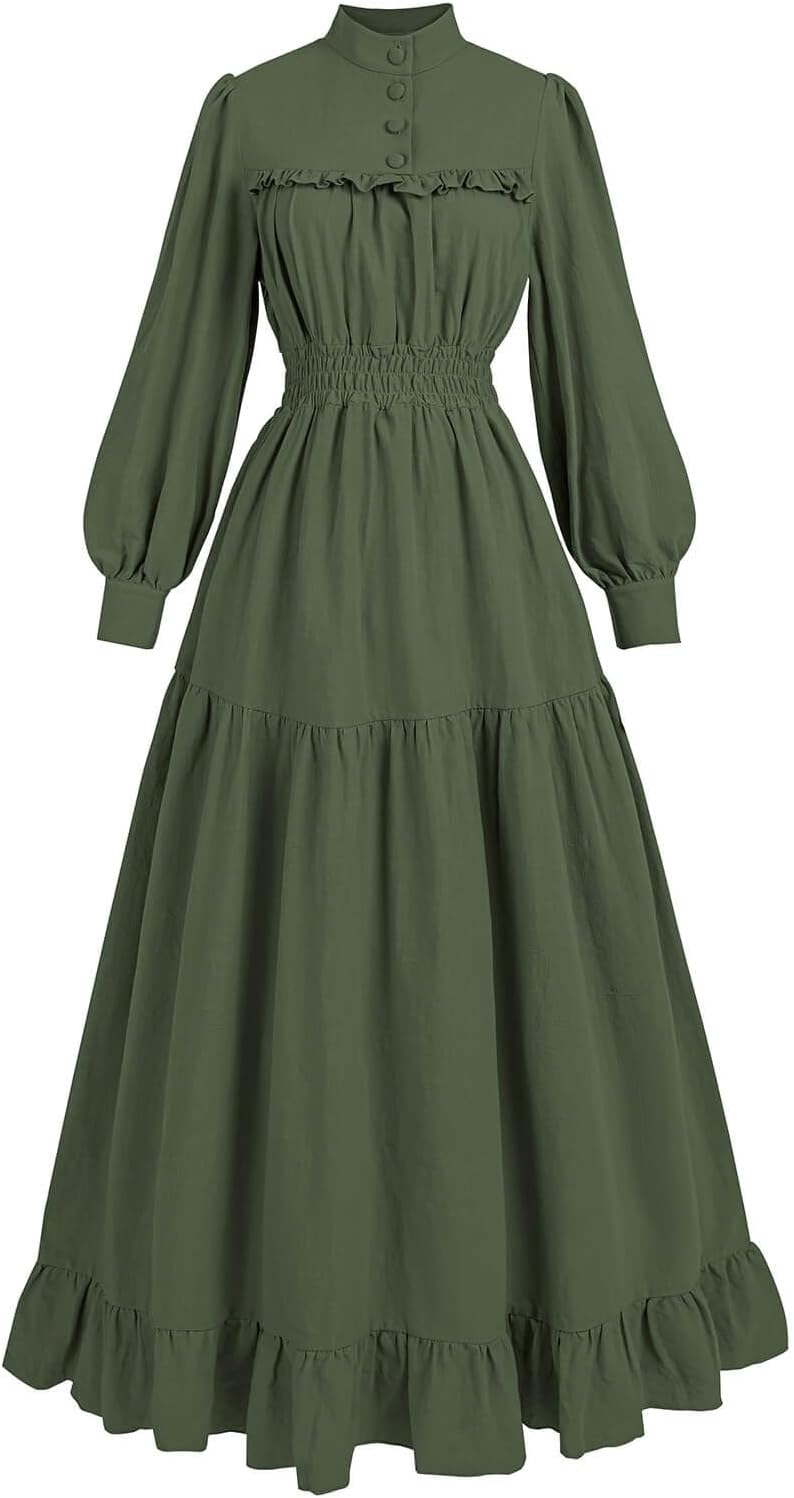 Elegant Nuoqi Victorian Dress for Women Long Sleeve Costume