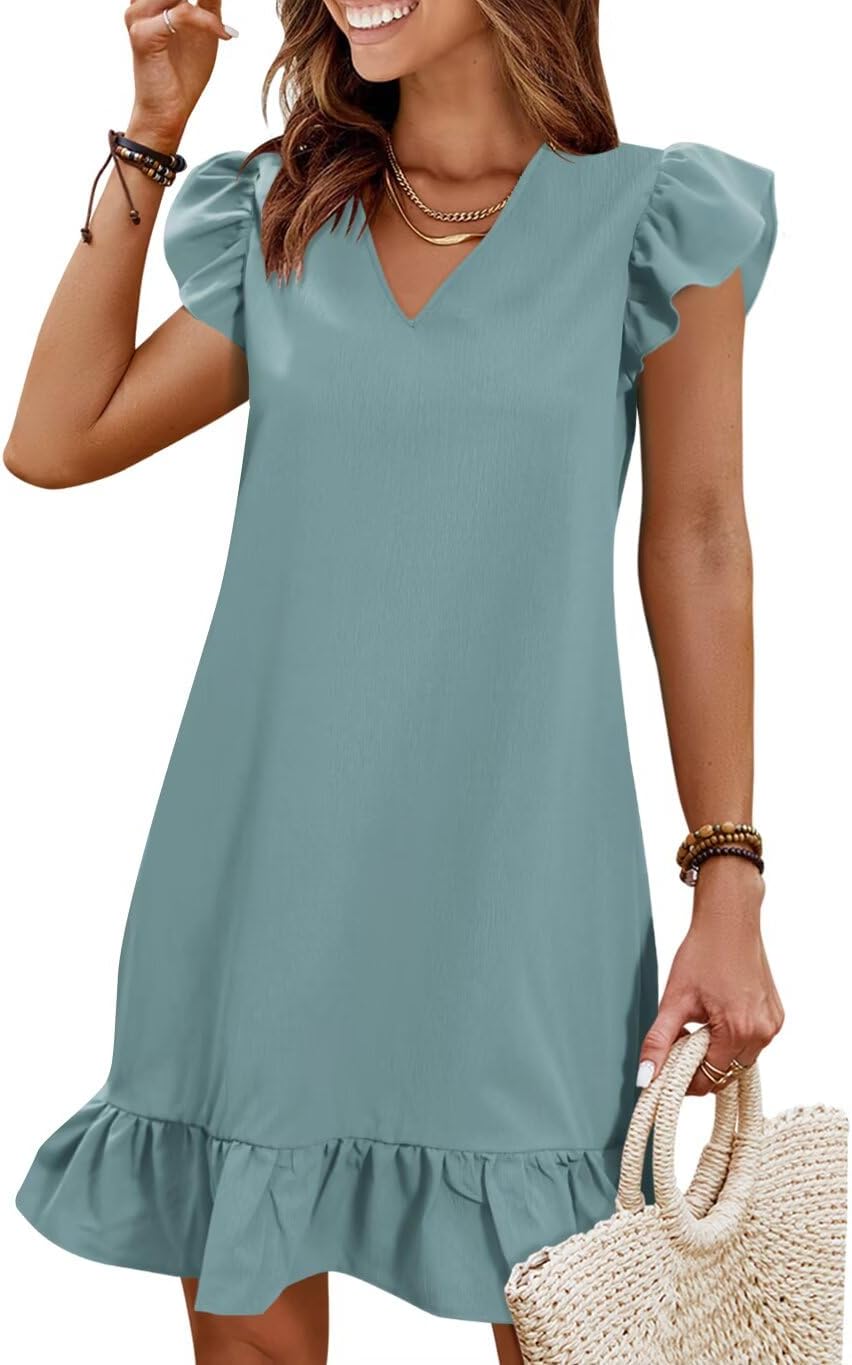 QACOHU Spring Summer Dresses for Women with Ruffle Hem Style