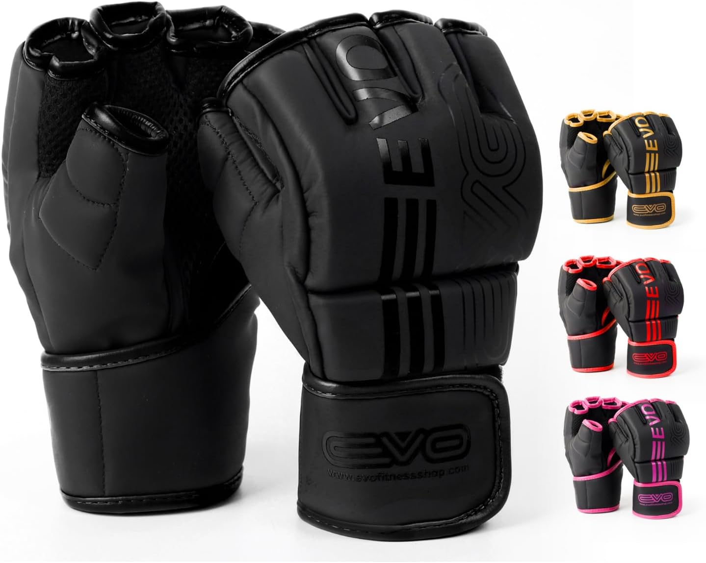 EVO Fitness Matte Black MMA Gloves: Ultimate Combat Gear
