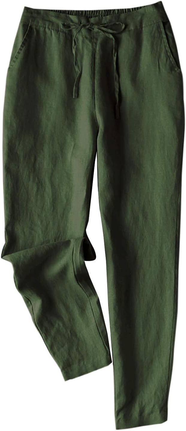 IXIMO Women's Tapered Pants: Comfortable Linen Drawstring Style
