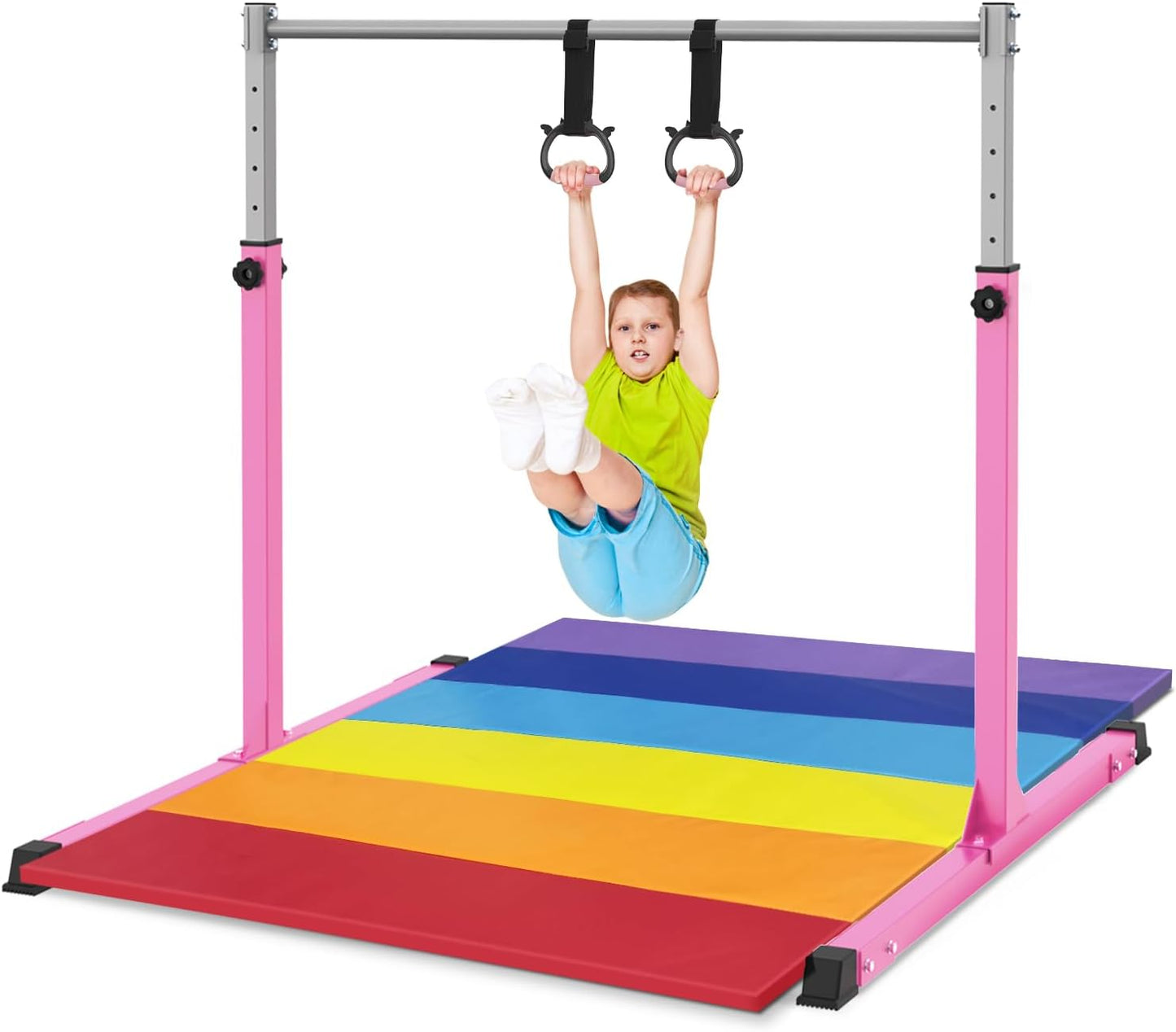 Safly Fun Gymnastics Bar for Kids - Adjustable Height & Safe