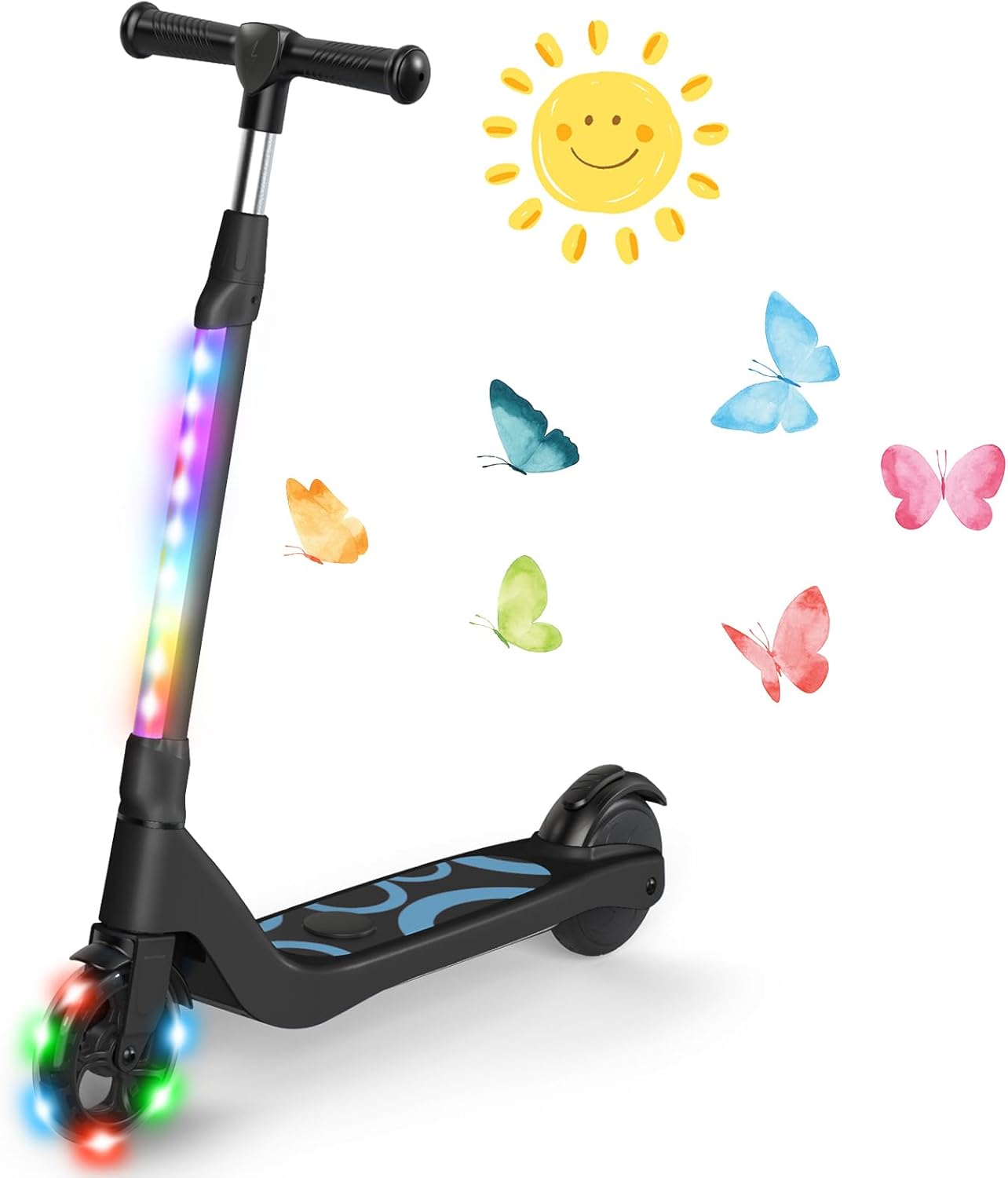 SISIGAD Electric Scooter for Kids with LED Light-Up Deck