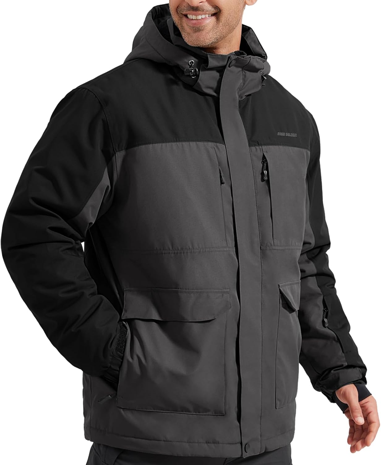 FREE SOLDIER Men's Waterproof Ski Jacket for Winter Adventures