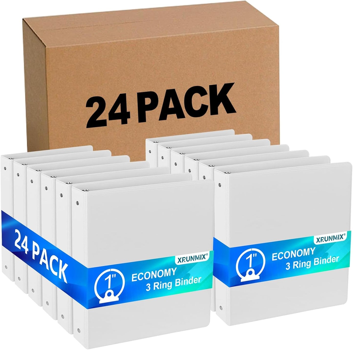 Bulk 24 Pack Economy 3-Ring Binders for School and Office Use