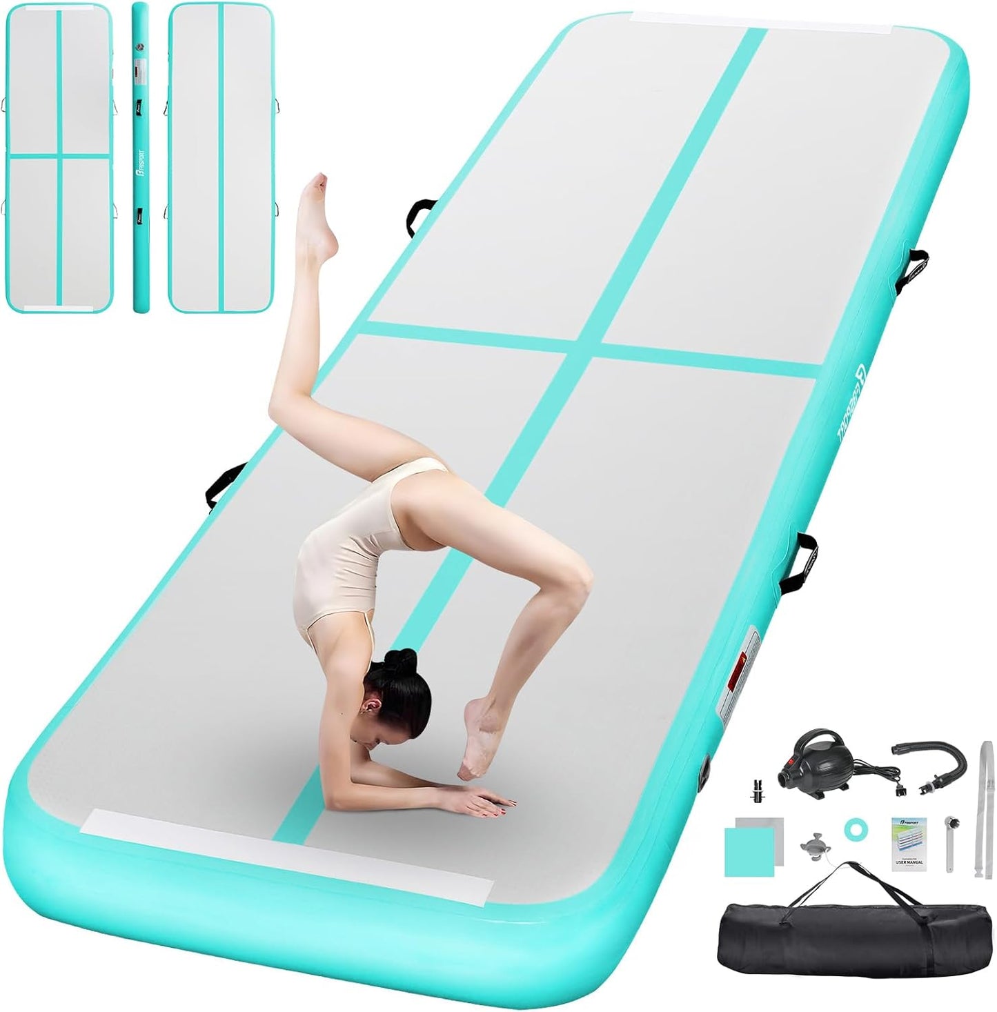 FBSPORT Inflatable Air Gymnastics Mat for Home Training and More