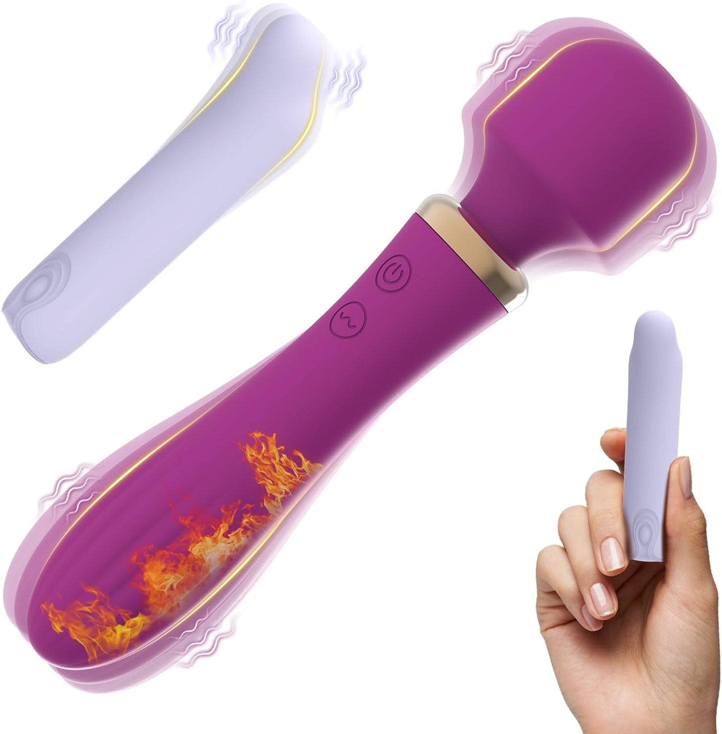 G-spot Clitoral Wand Bullet Vibrator Set with 10 Modes & Heat