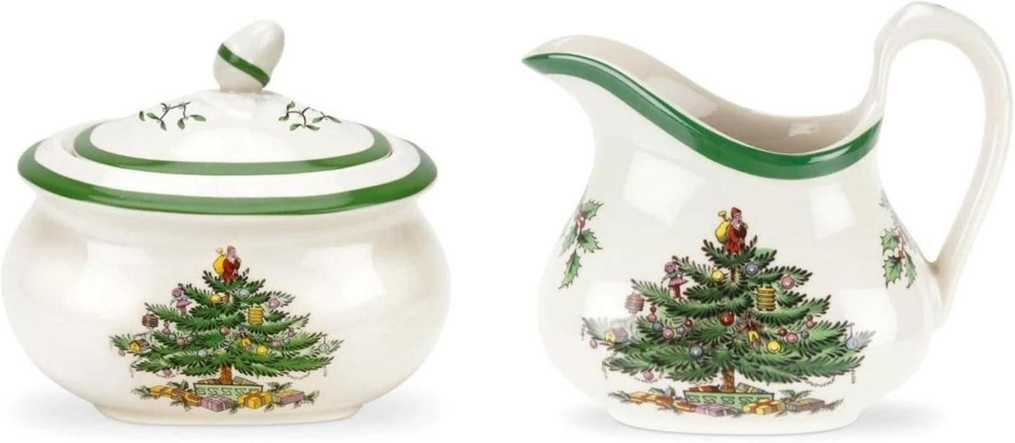 Spode Christmas Tree Sugar & Creamer Set for Holiday Cheer