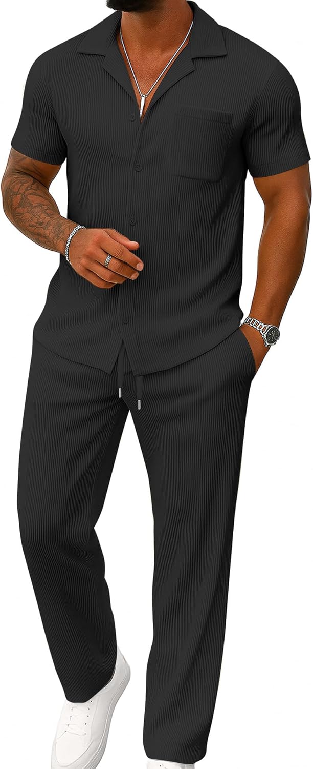 UOUA Mens Summer 2 Piece Set Casual Outfits for Every Occasion