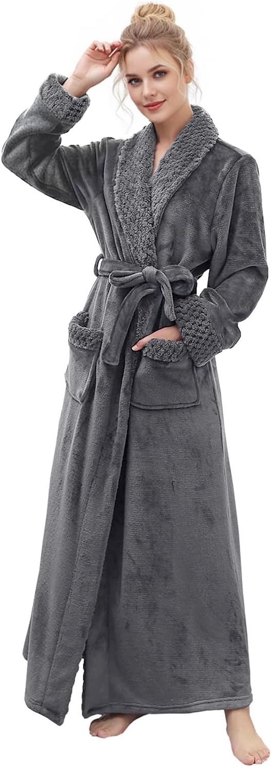 Hellomamma Plush Soft Fleece Bathrobe for Women - Cozy Comfort