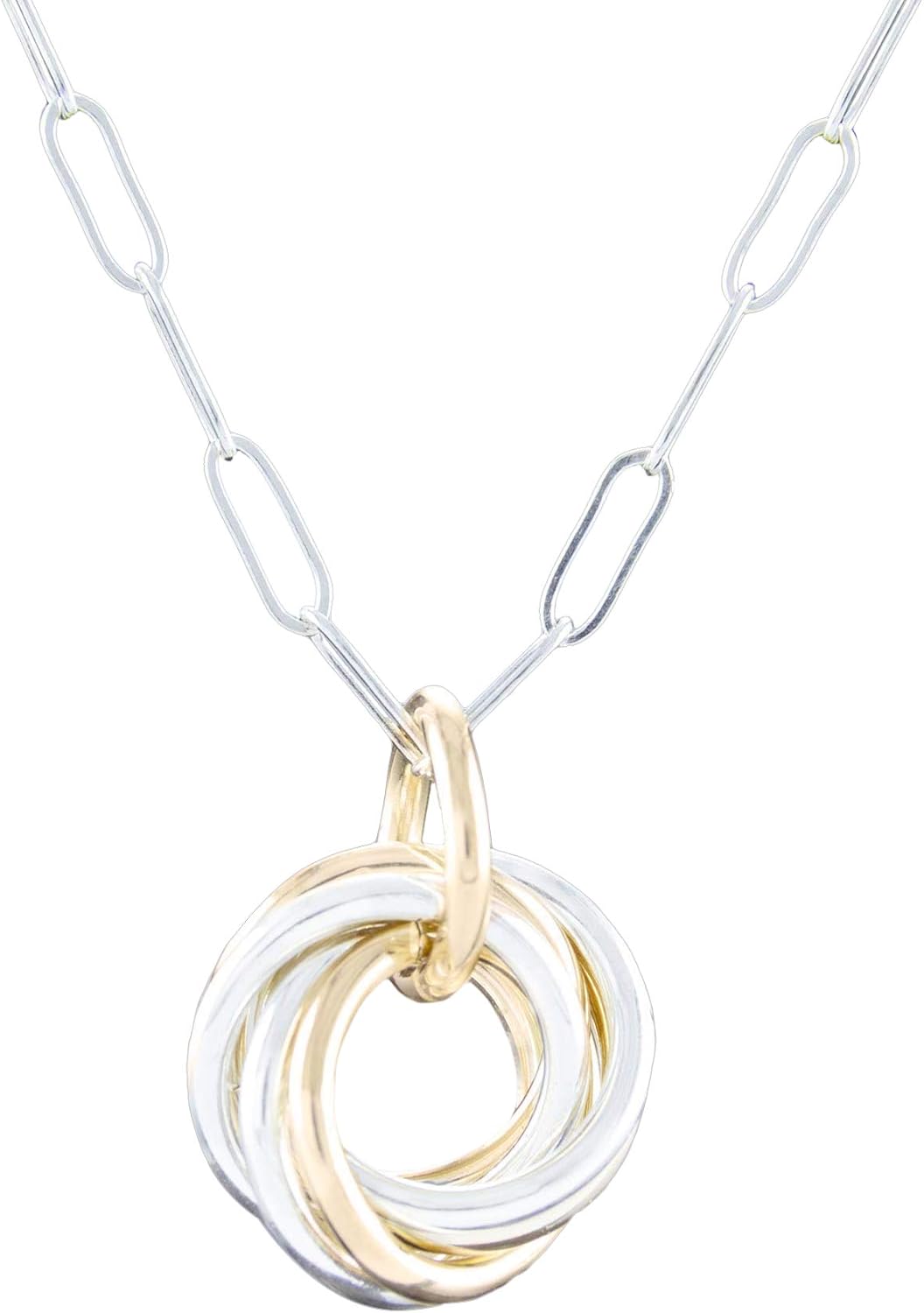 Dainty Two-Tone Love Knot Pendant Necklace for Everyday Wear