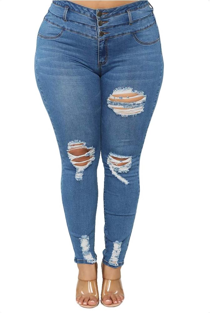 ALLABREVE Womens Plus Size Skinny Jeans for Stylish Comfort