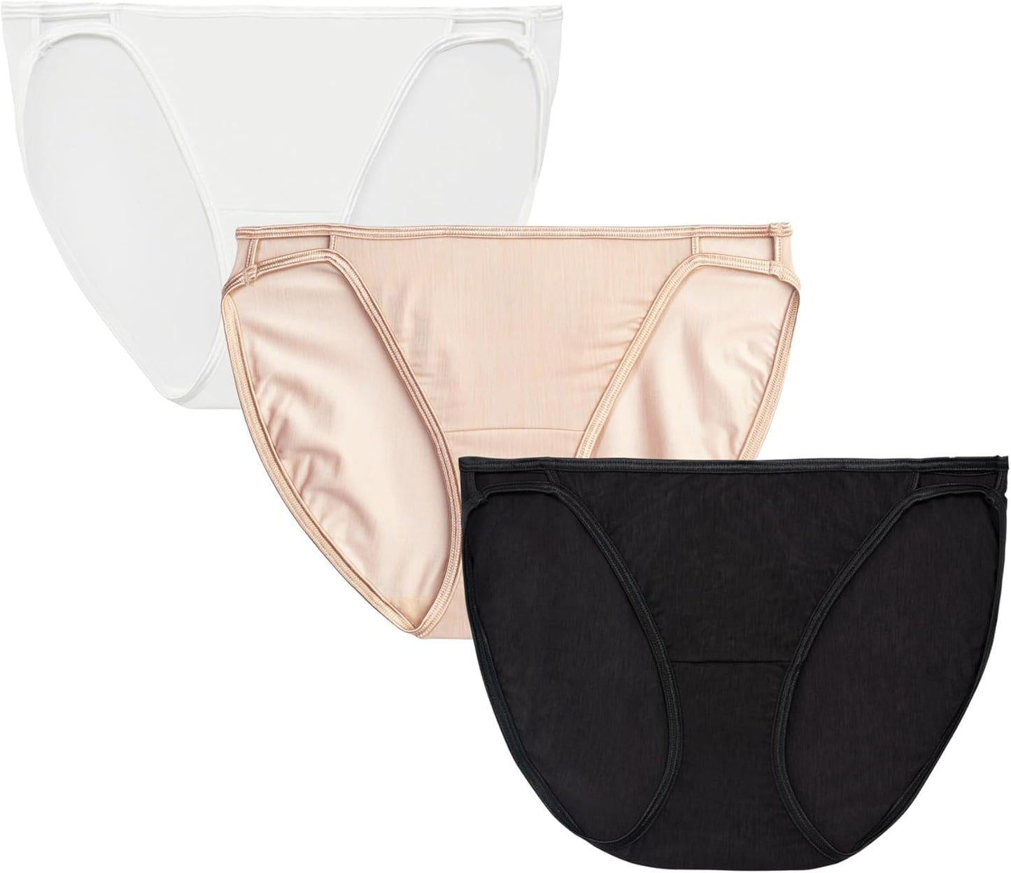 Silky Stretch String Bikini Panties with Satin Trim - 3 Pack