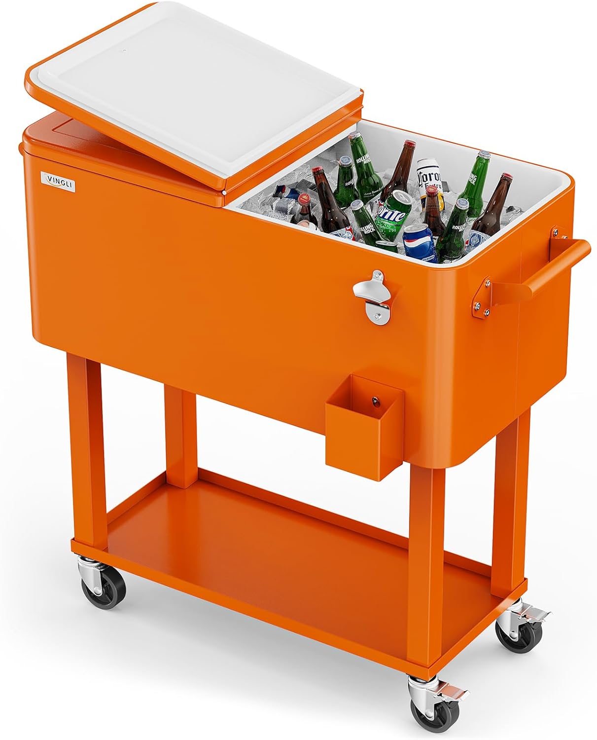 VINGLI 80 Quart Rolling Ice Chest for Outdoor Parties