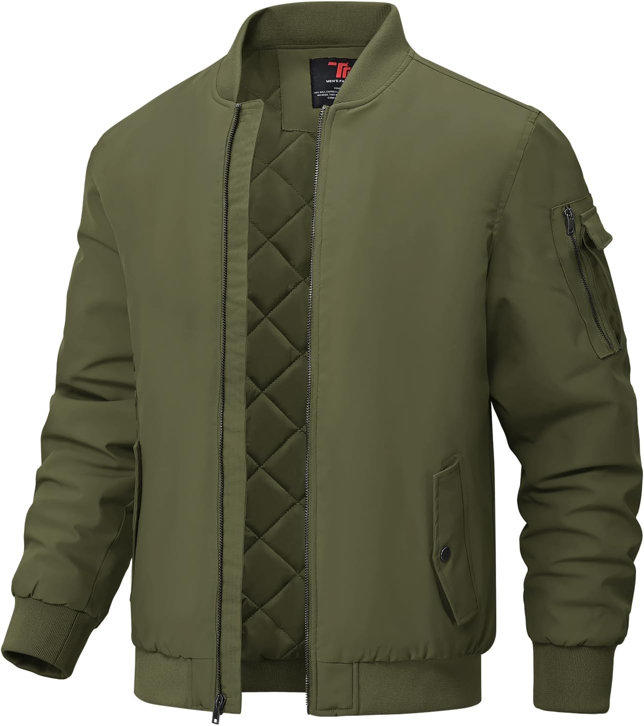BGOWATU Men's Windproof Quilted Bomber Jacket for Fall Winter